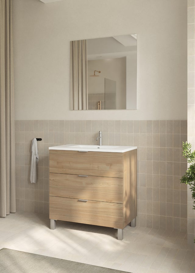 Mueble de baño con lavabo  Lain nogal  80x44.5 cm