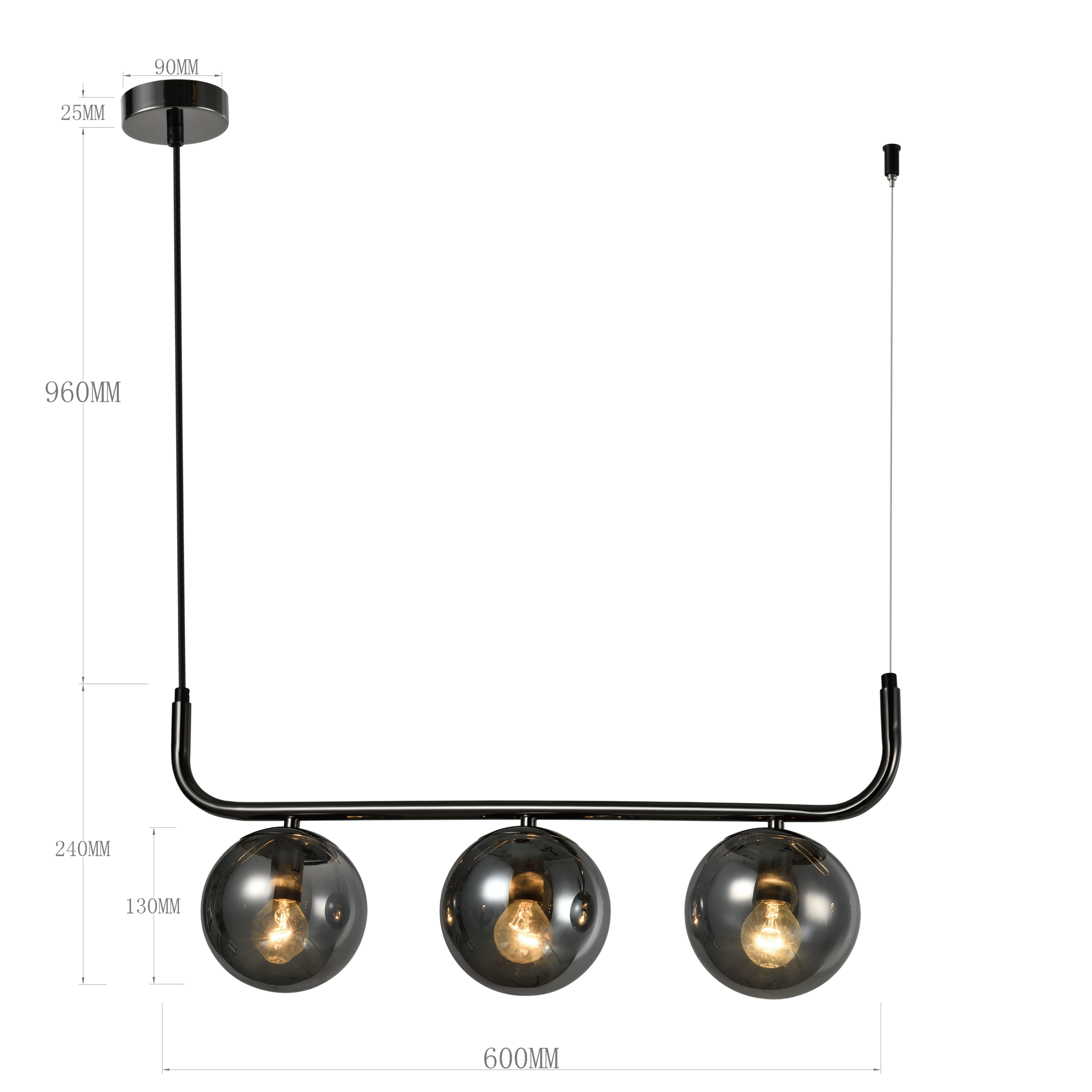 Lampa wisząca Alisa/Dorado grafit 3 x E14 Light Prestige - 4