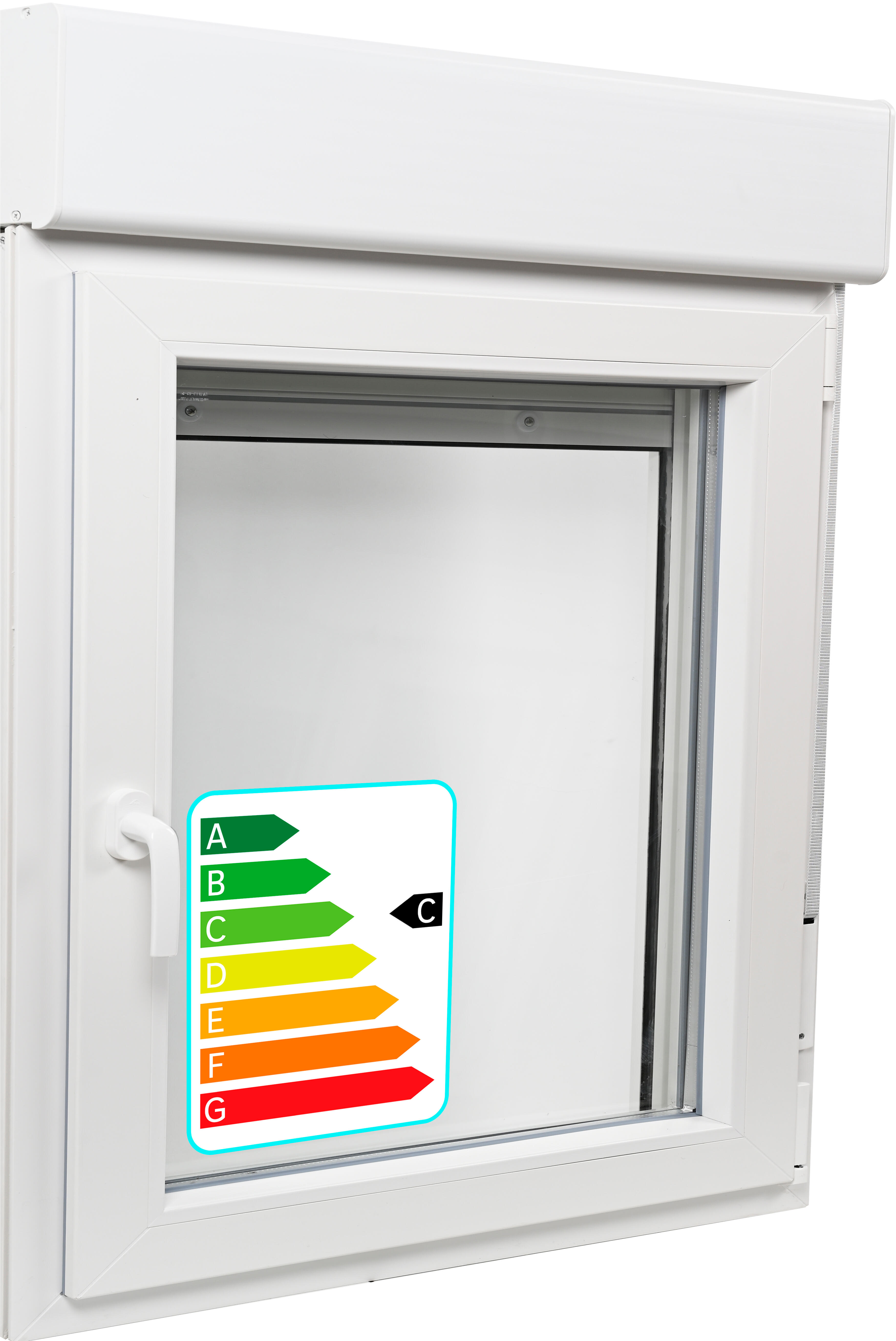 Ventana pvc artens blanca oscilobatiente con persiana guía mosquitera 75x139 cm