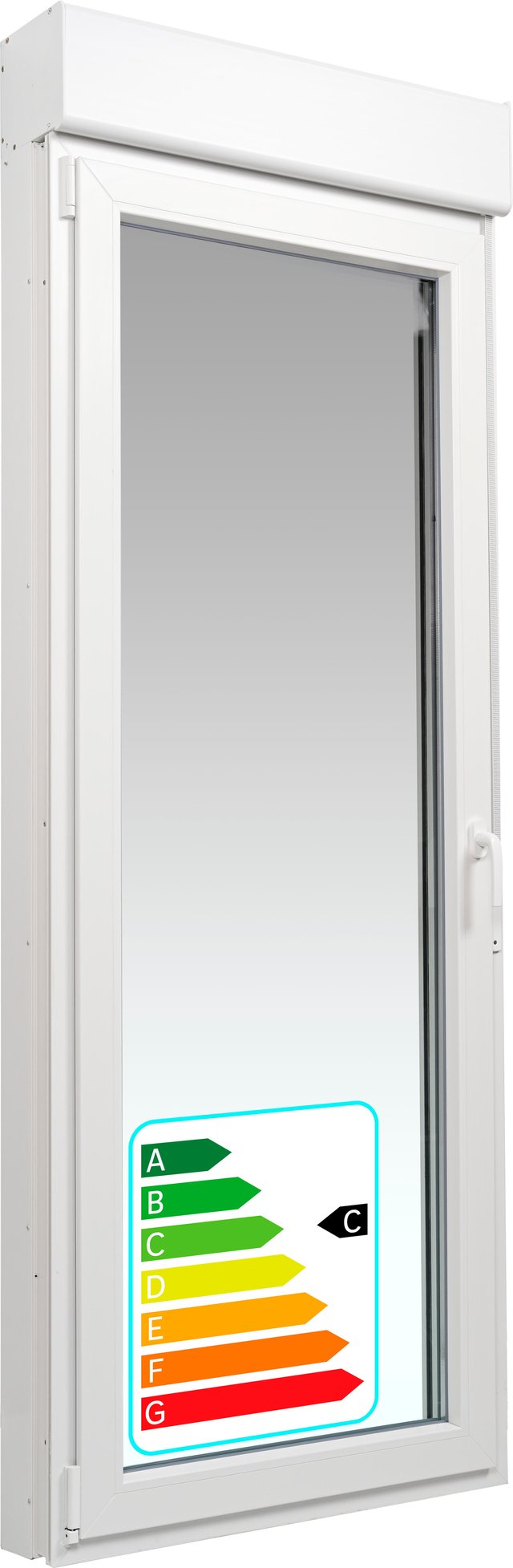 Balconera PVC ARTENS blanca oscilobatiente con persiana guía mosquitera 85X229cm