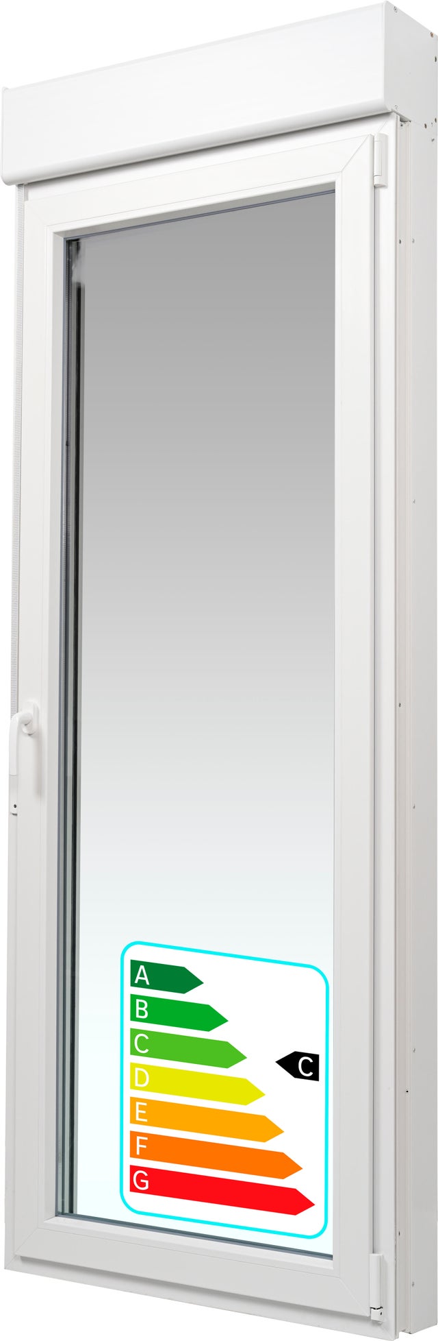 Balconera PVC ARTENS blanca oscilobatiente con persiana guía mosquitera 85X229cm