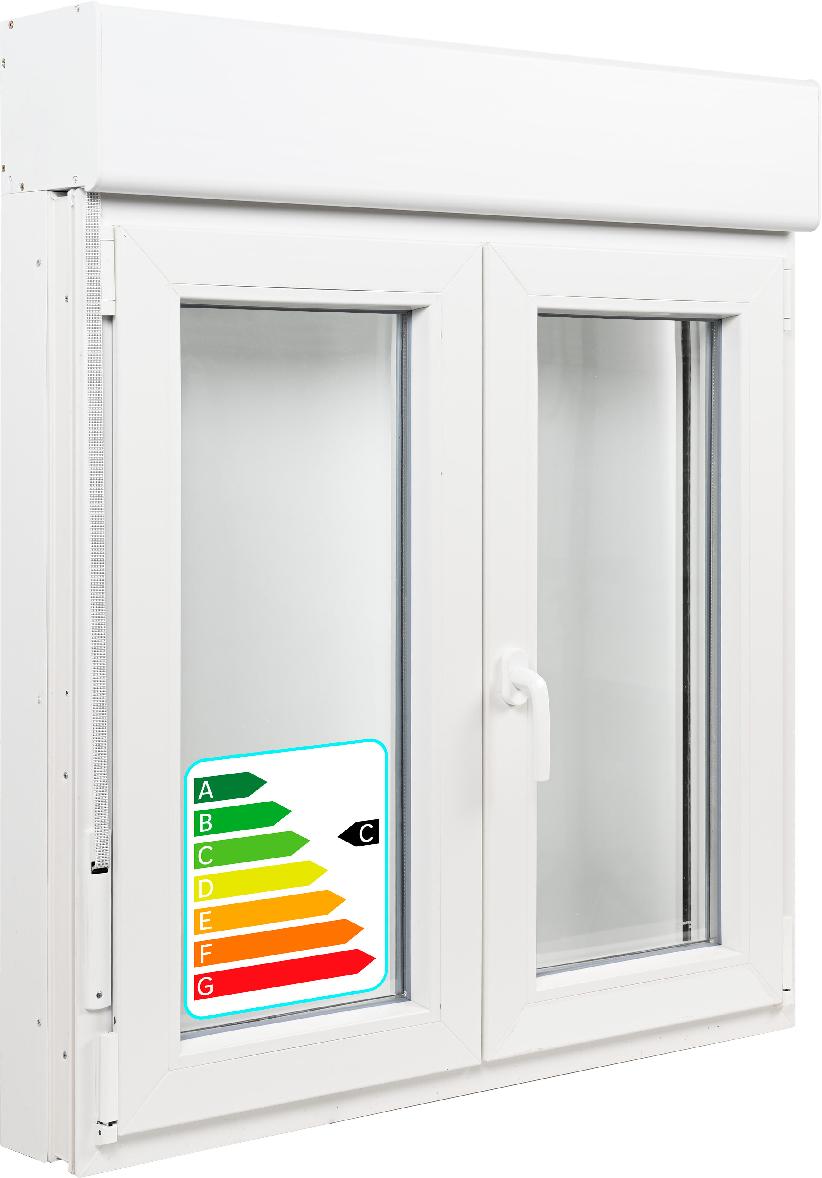 Ventana PVC ISOXA blanca oscilobatiente con persiana y guía de 100X119 cm - 2