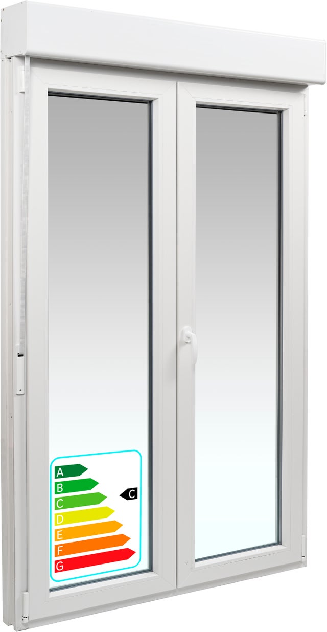 Balconera PVC ARTENS blanca oscilobatiente persiana guía mosquitera 140X229cm