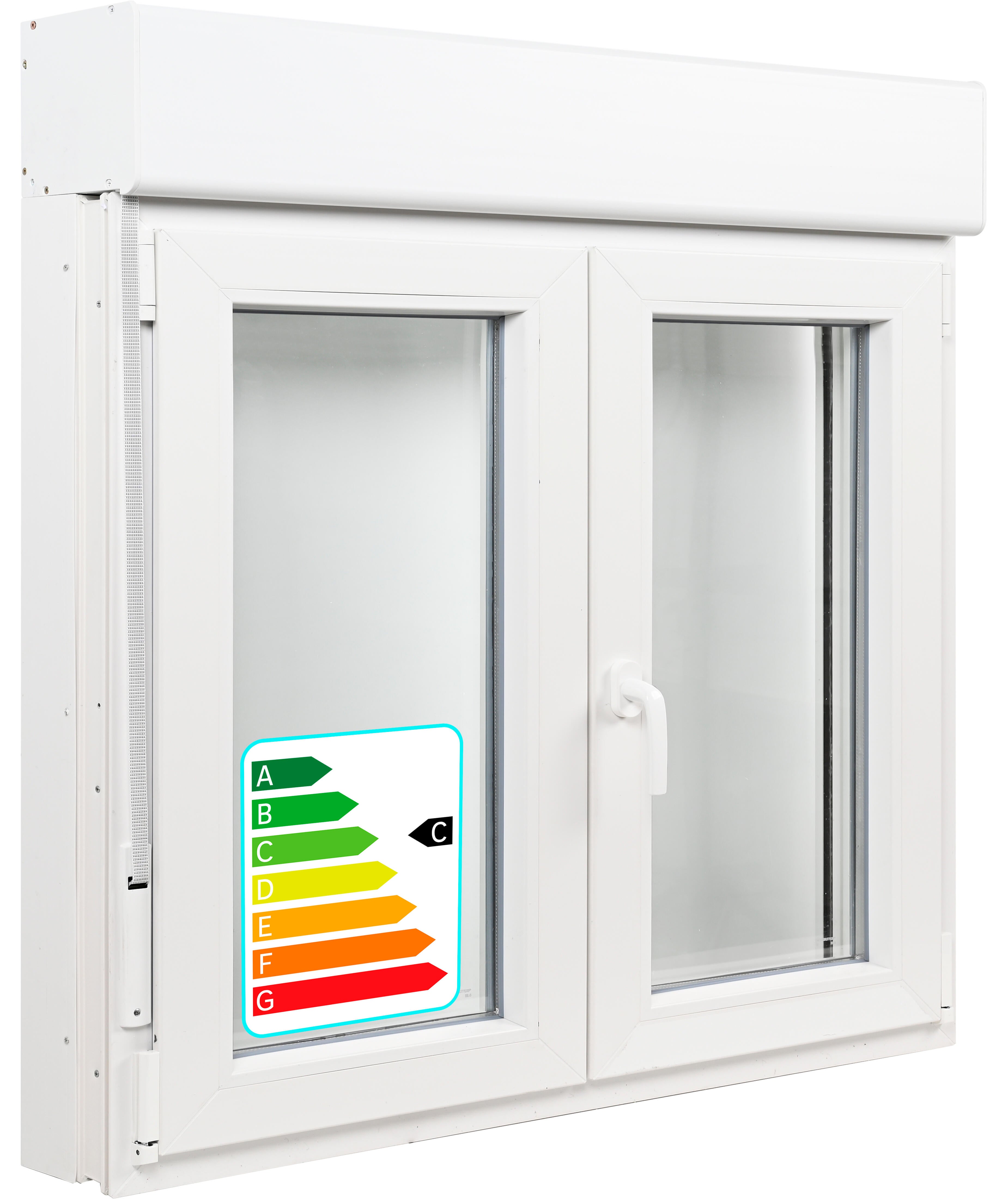 Ventana pvc artens blanca oscilobatiente con persiana y guía de 140x139 cm