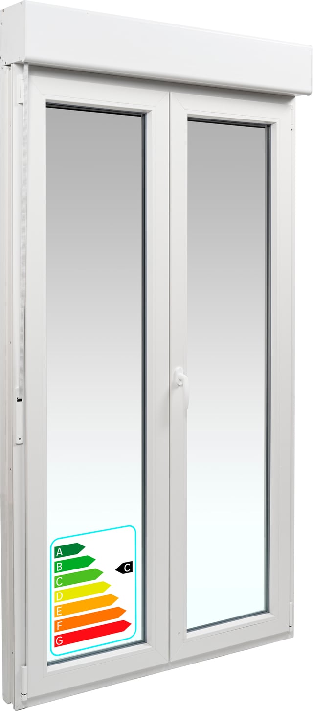 Balconera PVC ARTENS blanca oscilobatiente persiana guía mosquitera 120X229cm