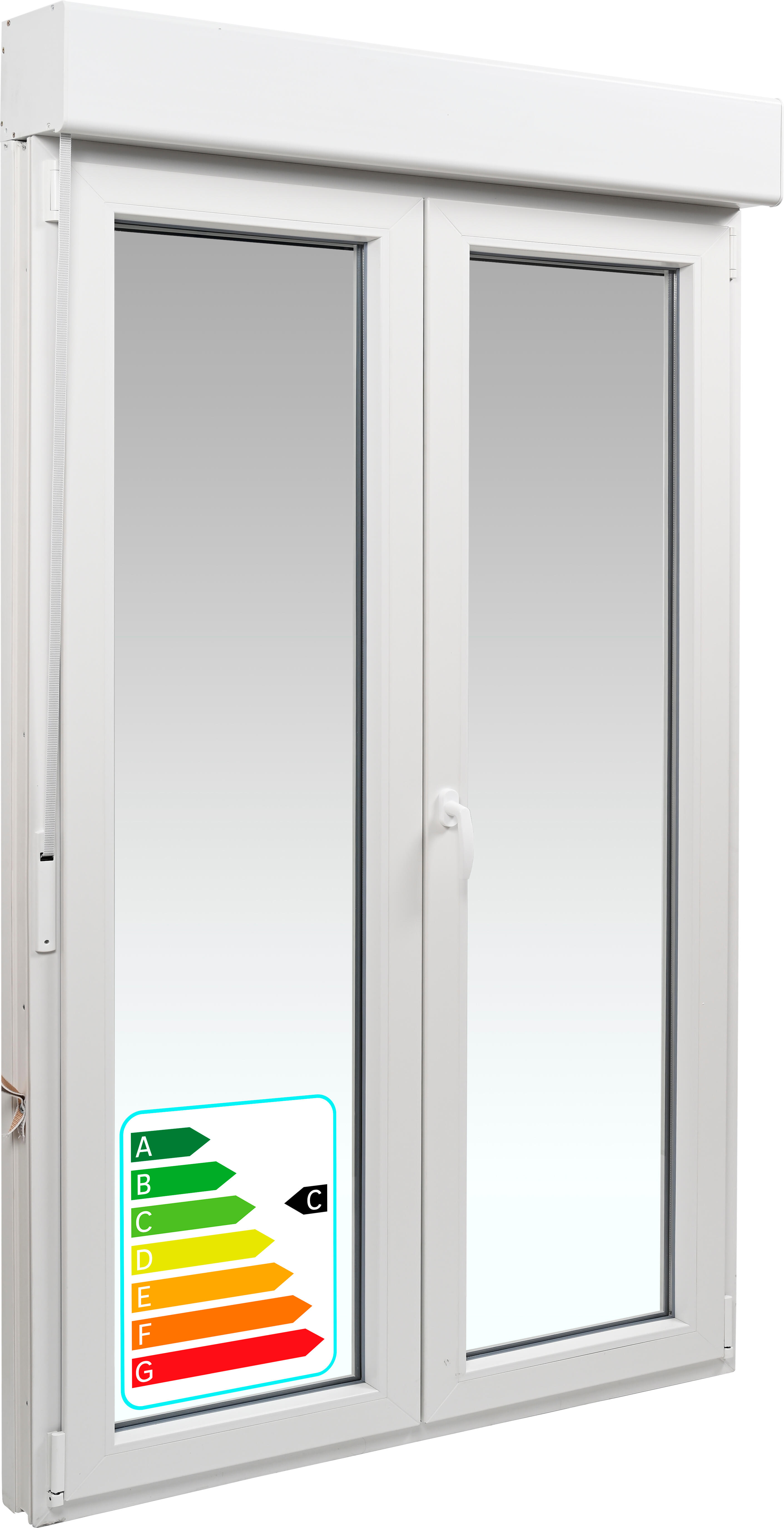 Porta janela com estore de PVC oscilobatente Isoxa 140X229 cm branco - 7