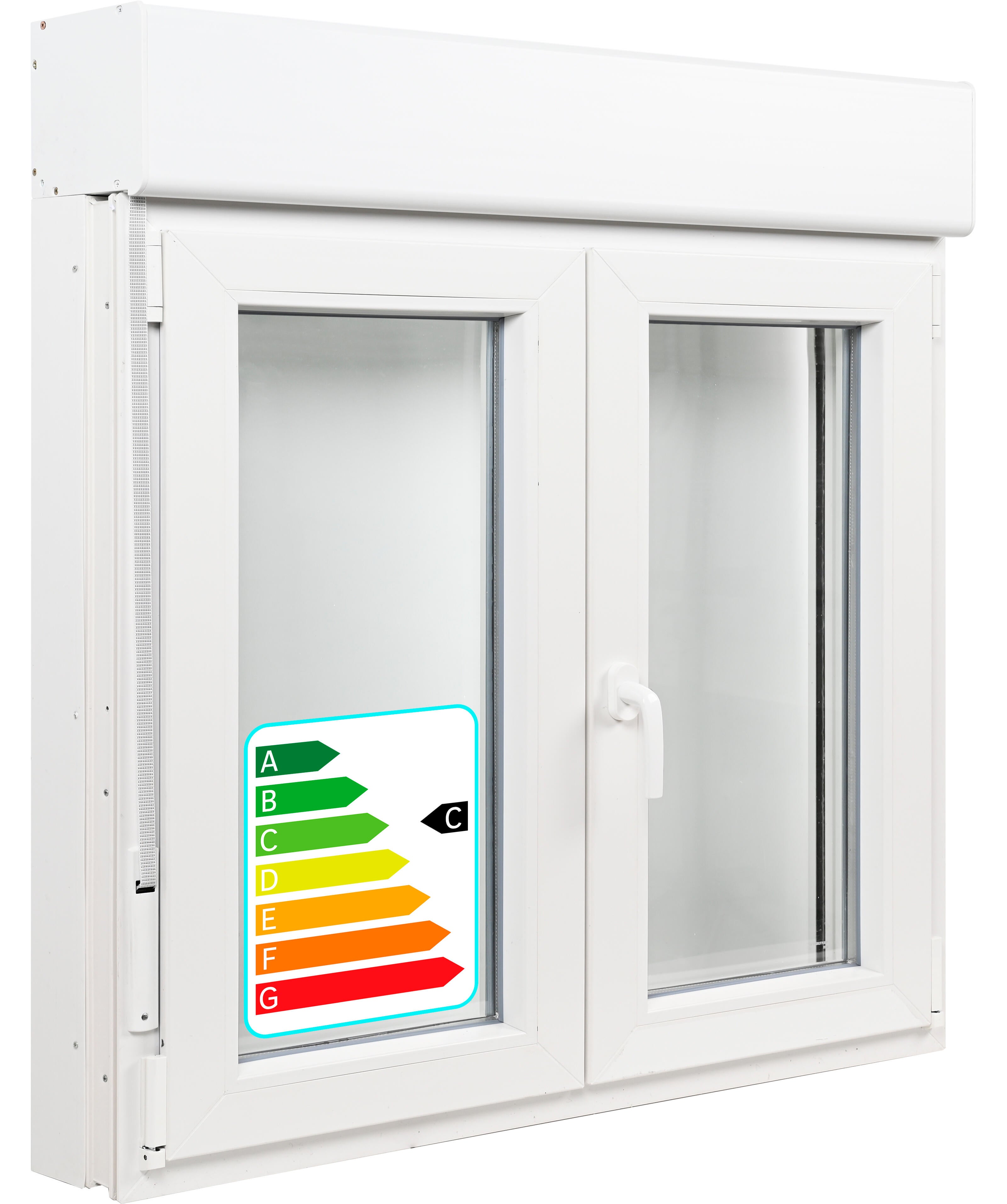 Ventana PVC 120x119cm oscilobatiente blanca Isoxa doble acristalamiento transparente 4/16/4 bajo emisivo con persiana y guia mosquitera - 2