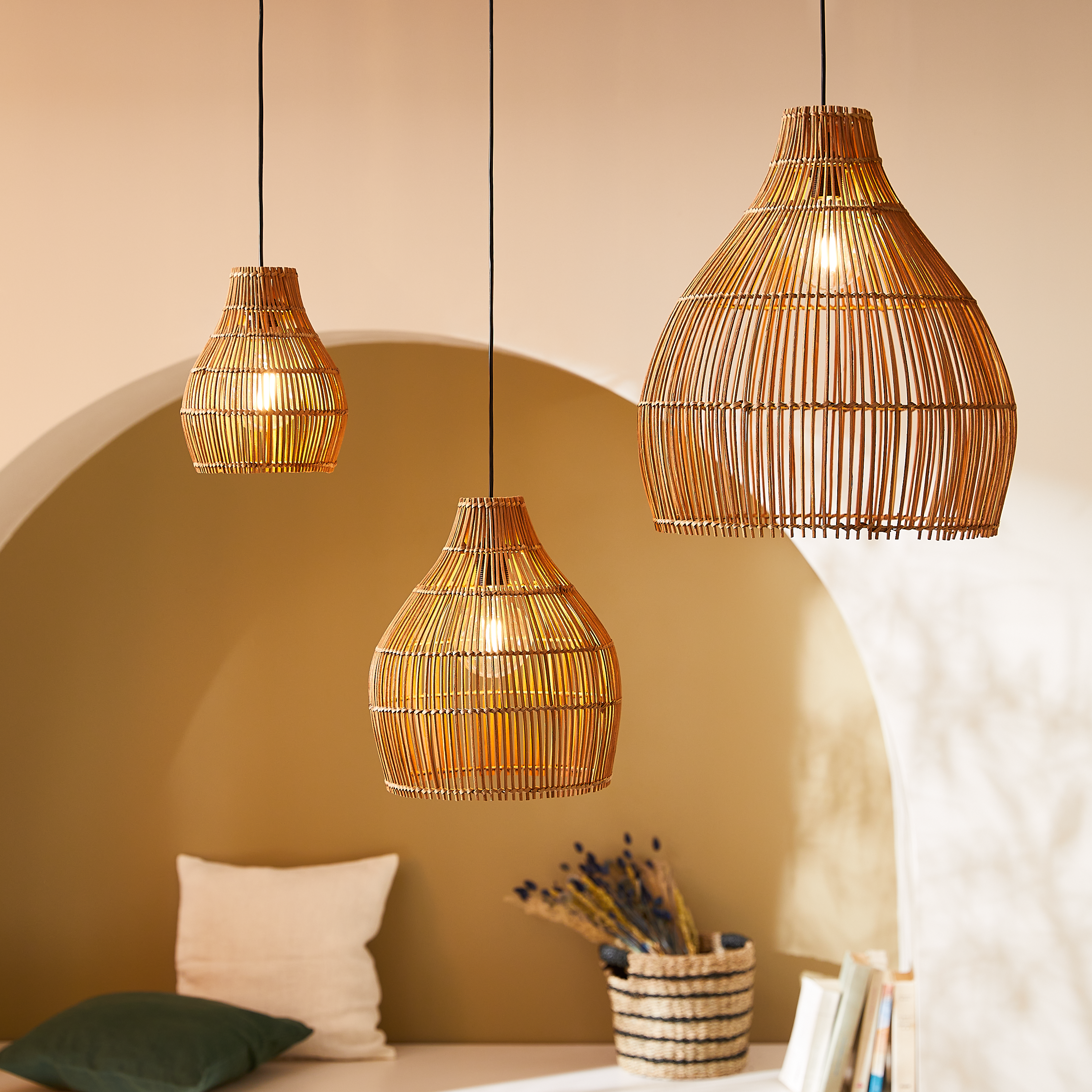 Lampa wisząca Elongo rattan E27 Inspire - 12
