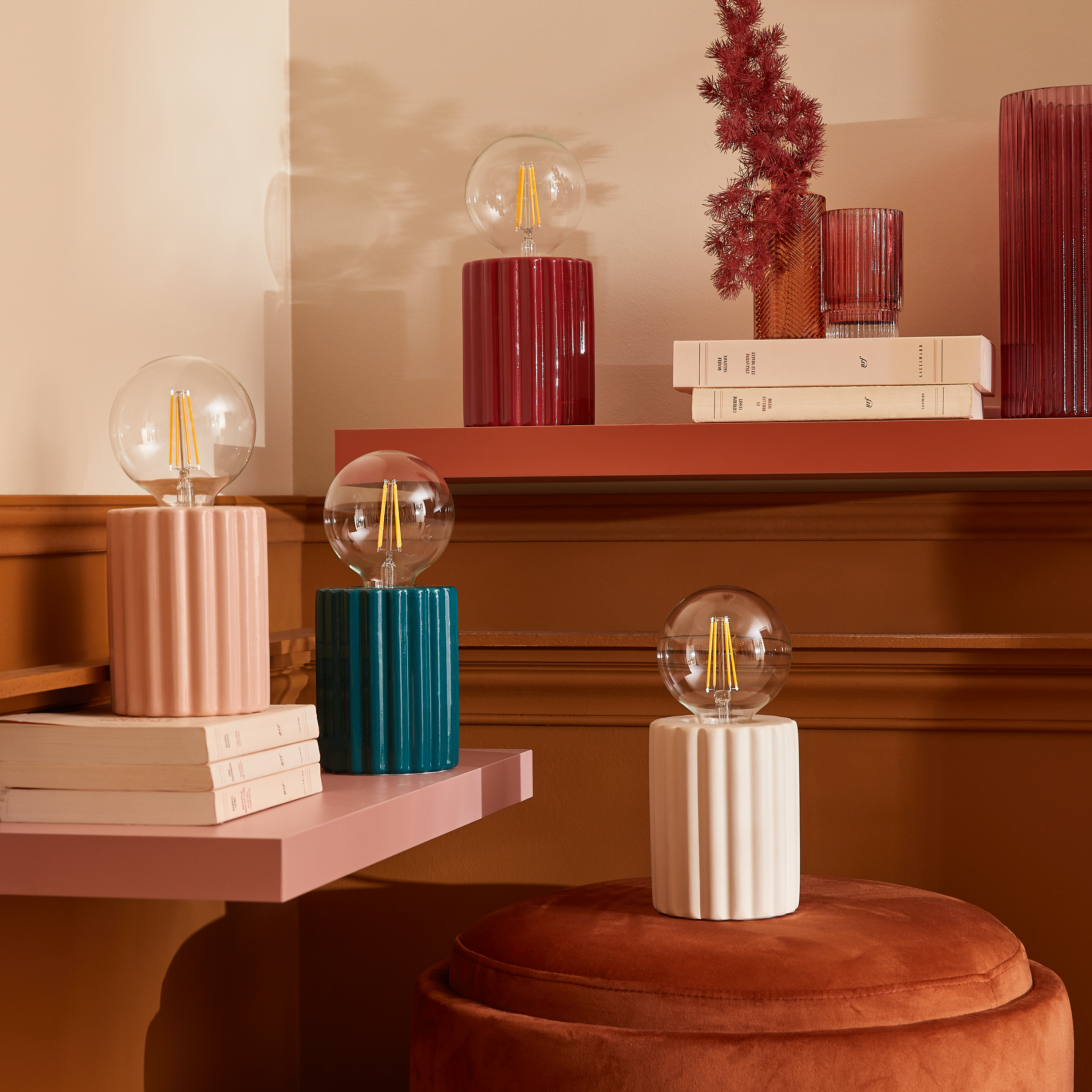 Lampe Tyamo, céramique, rose, H.13.5 cm INSPIRE, E27 - 8