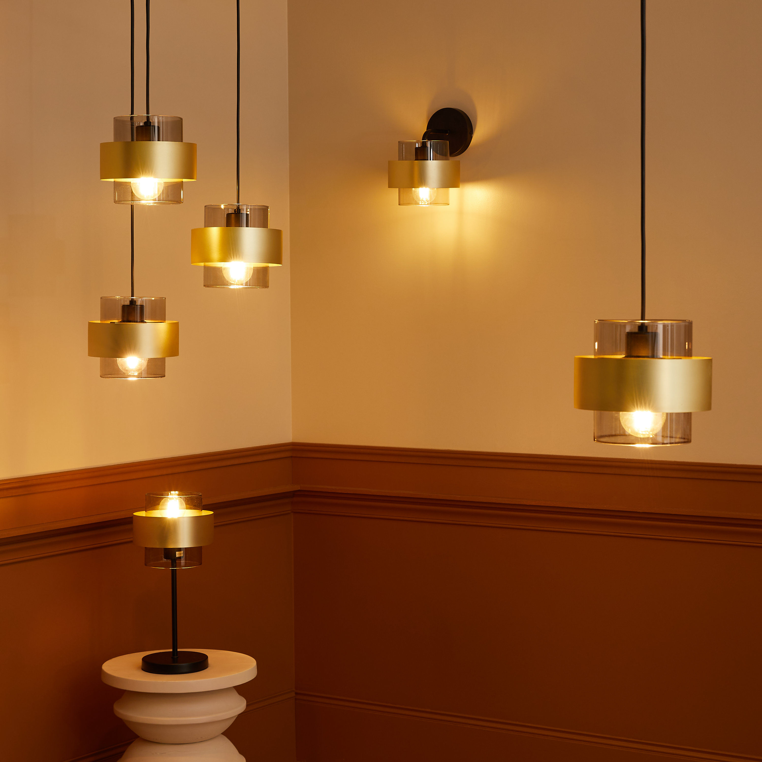 Lampa wisząca Croon czarno-złota E27 Inspire - 7