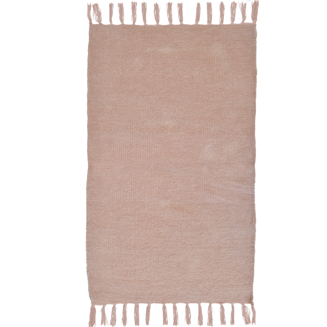 Alfombra pie de cama algodón Manoa 50x80cm tejido plano INSPIRE liso rosa lavable en lavadora
