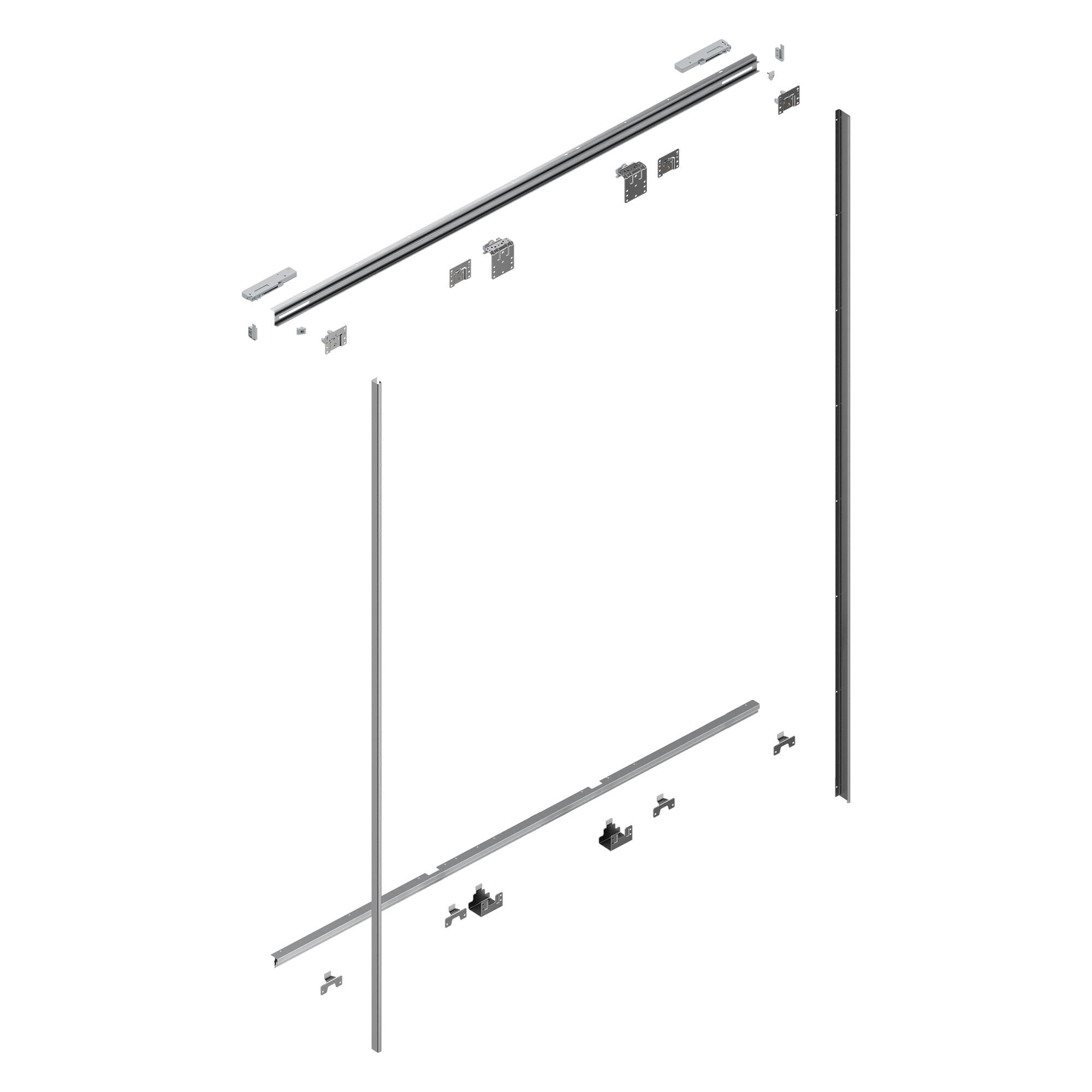 Conjunto calhas guias para 3 portas de correr 180 cm soft close Spaceo Evo'M - 2