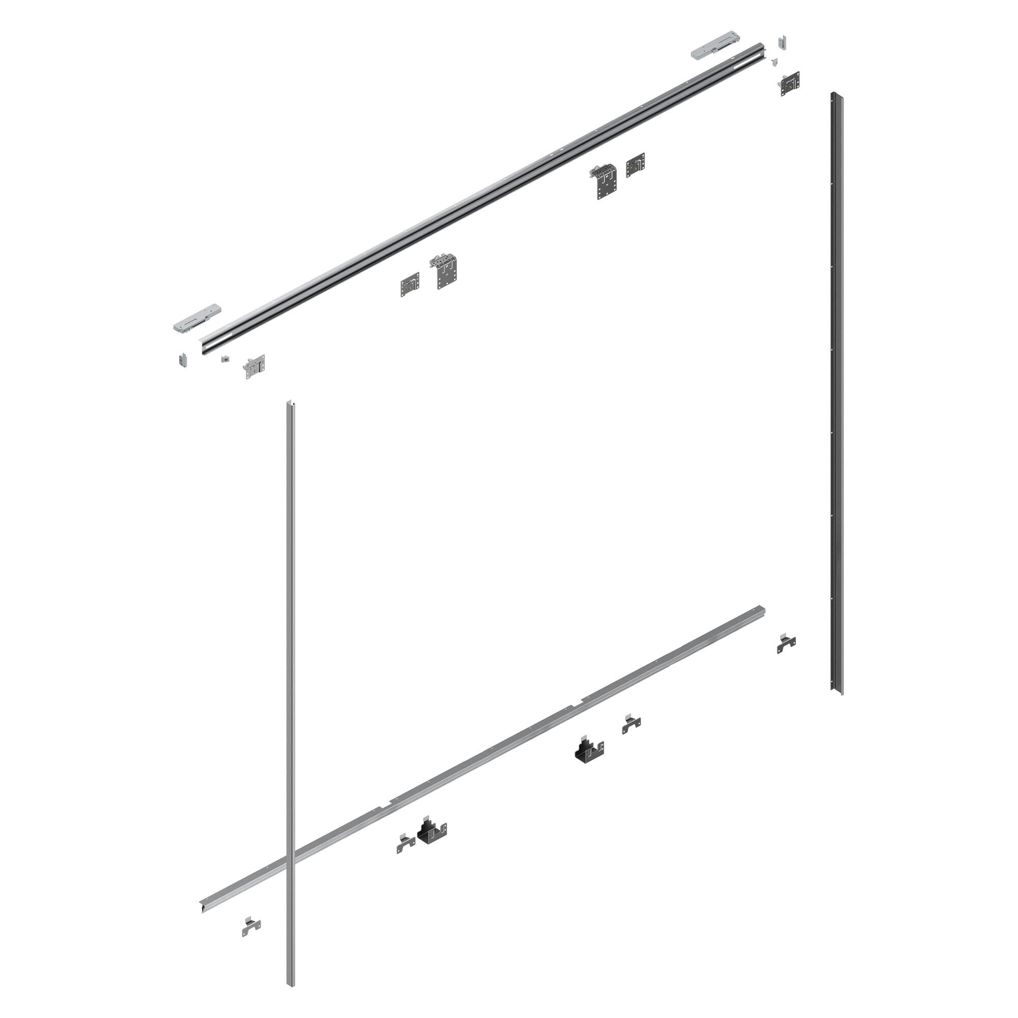 Conjunto calhas guias para 3 portas de correr 240 cm soft close Spaceo Evo'M - 2
