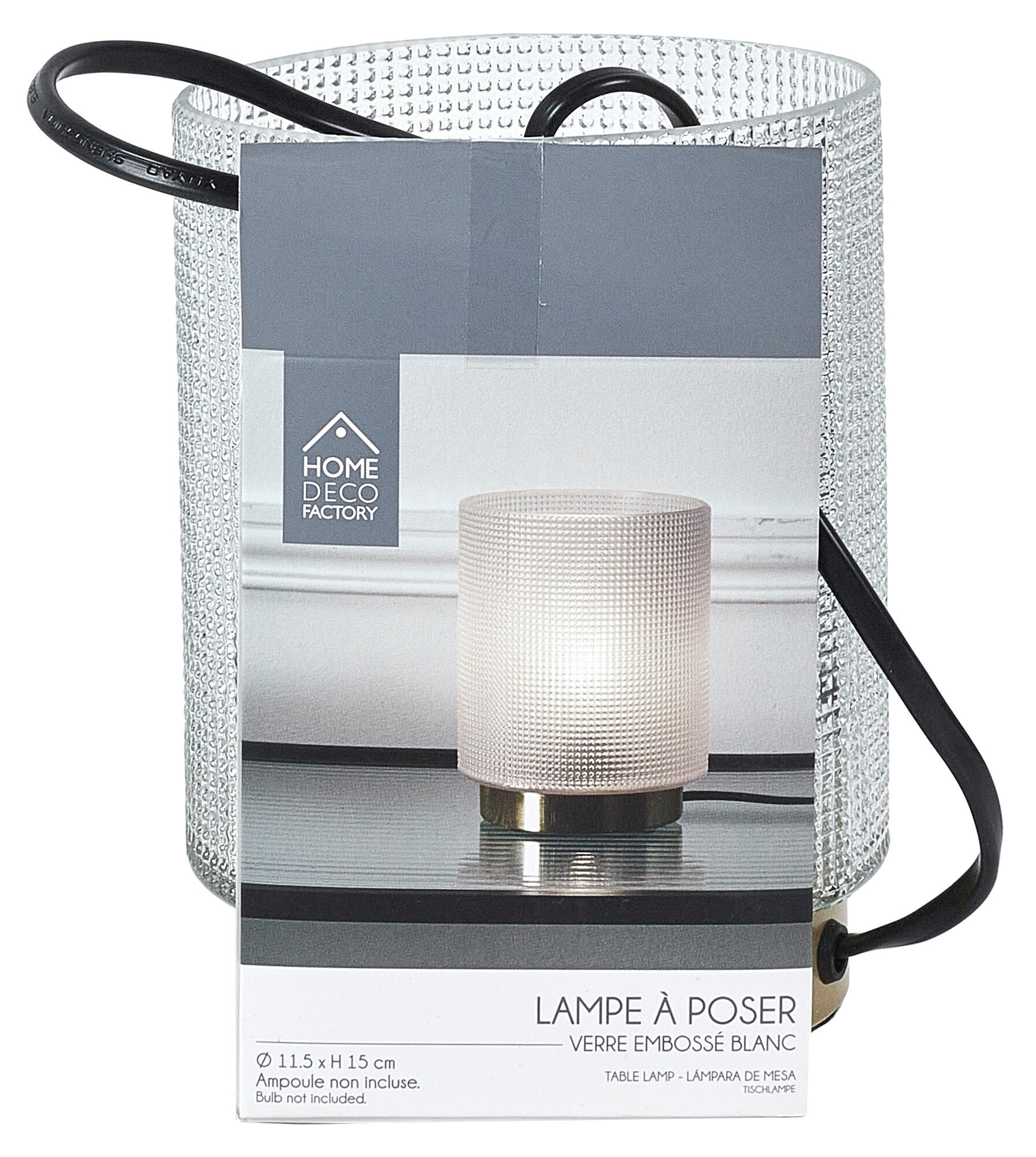 Lámpara de mesa compatible con casquillo E14 THE HOME DECO FACTORY con estructura blanca pantalla blanca de vidrio alimentación a red - 5