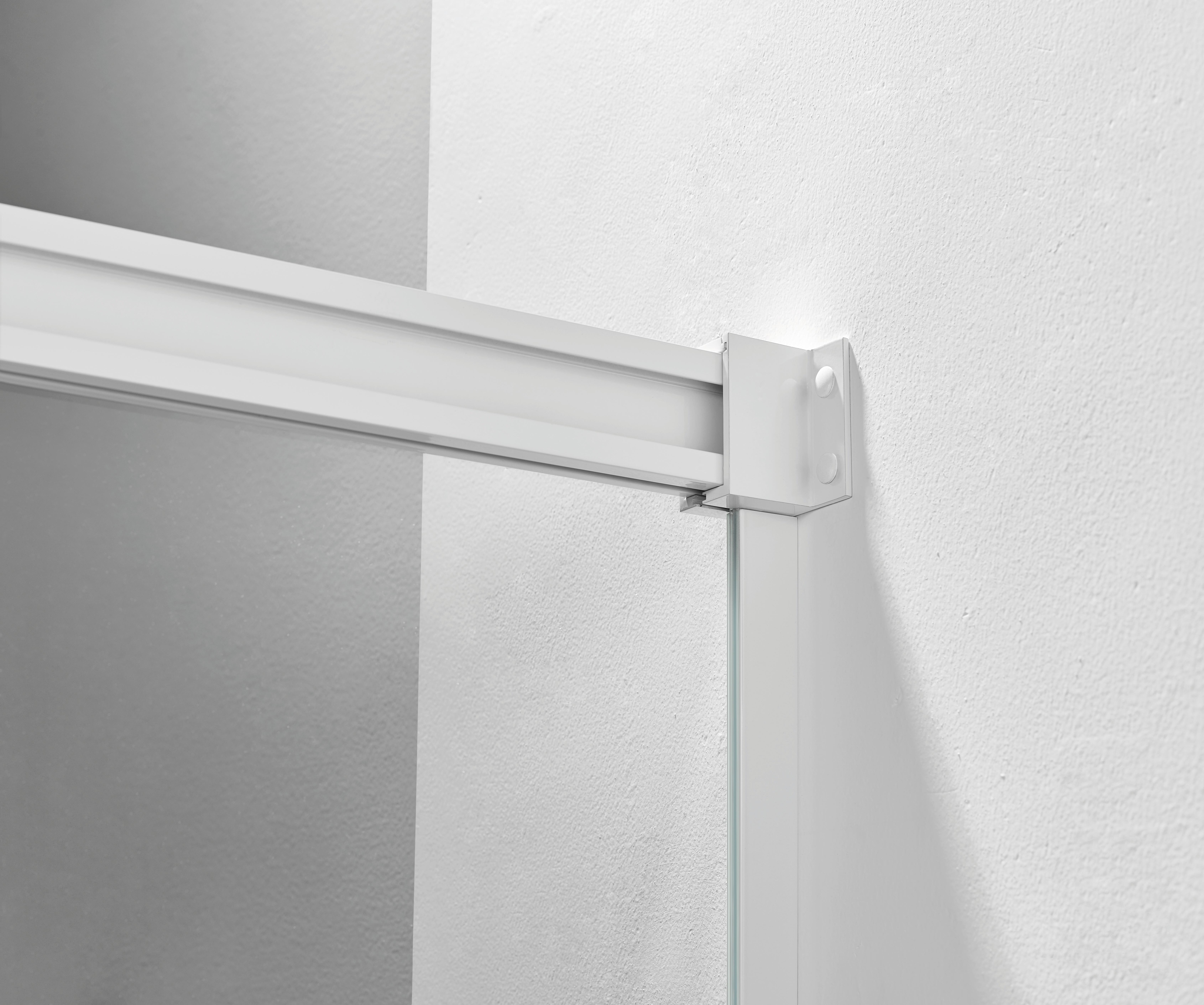 Mampara de ducha frontal 1 fijo + 1 puerta corredera transparente Noa perfil aluminio blanco (190-195)x195 cm cierre de sobreponer marca GME - 4