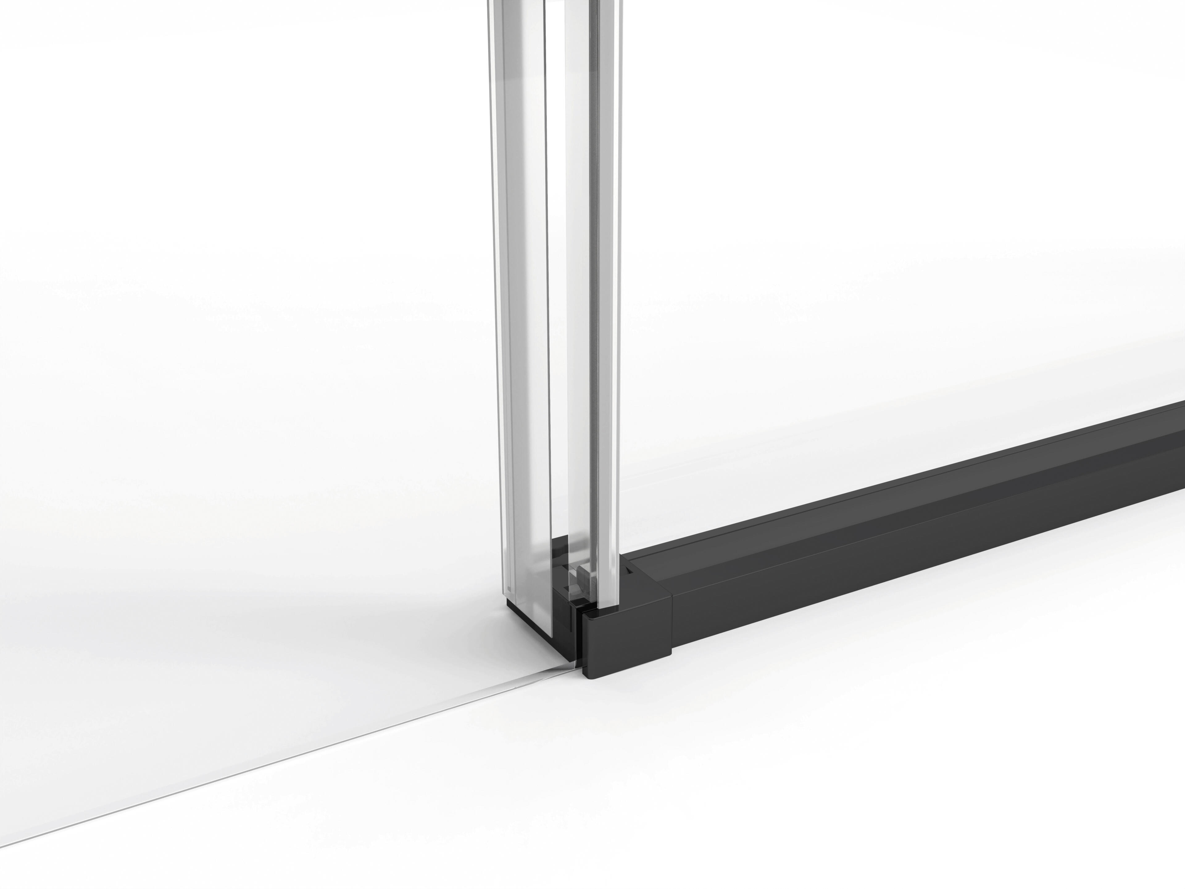 Mampara de ducha frontal 1 fijo + 1 puerta corredera transparente Slim perfil aluminio negro (160-165)x195 cm cierre magnético con guía inferior marca GME - 4