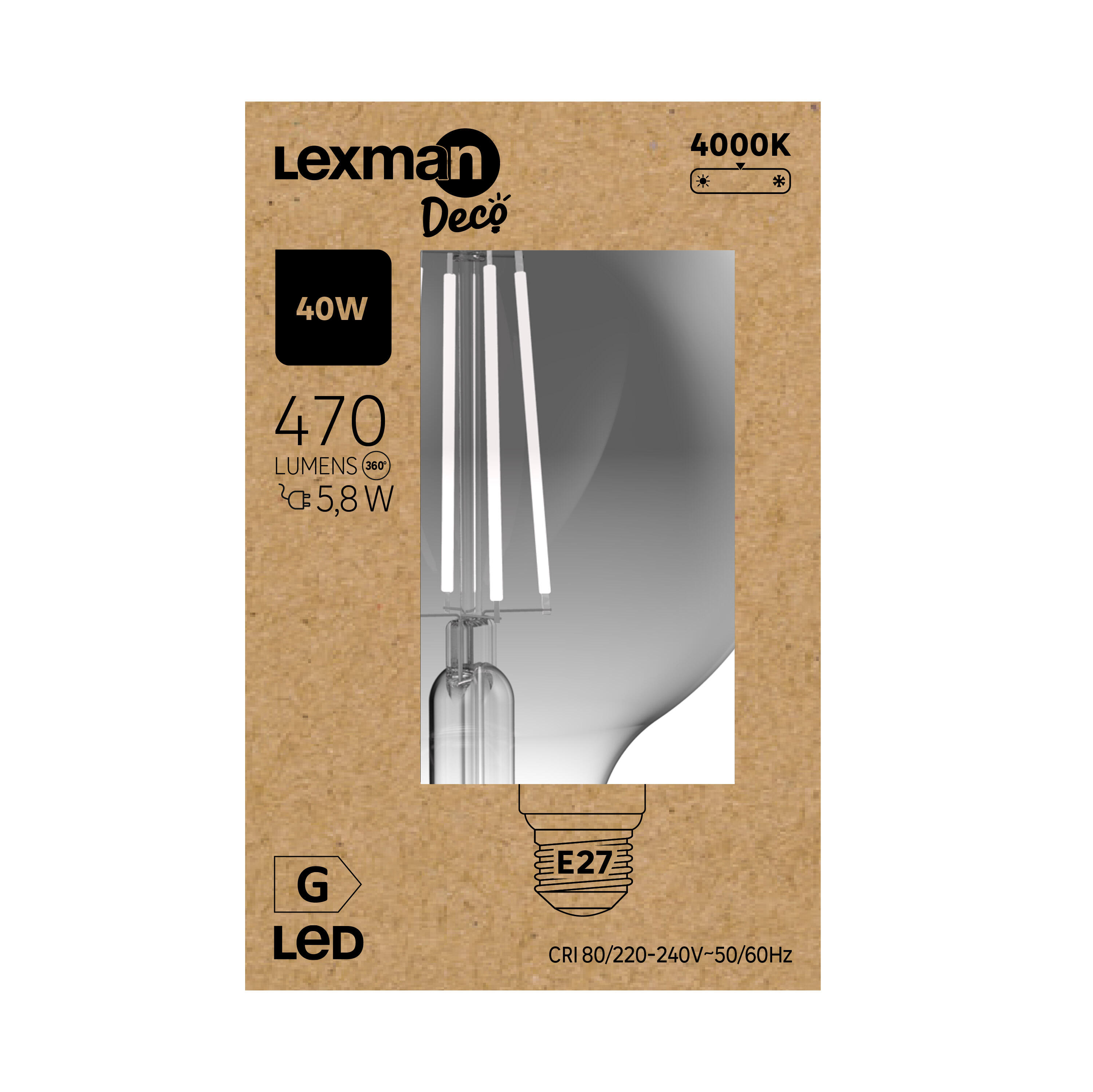 Bombilla decorativa LED filamento E27 forma globo 470 lúmenes 5.9W color de la luz blanco neutro 4000K clase energética G - 4