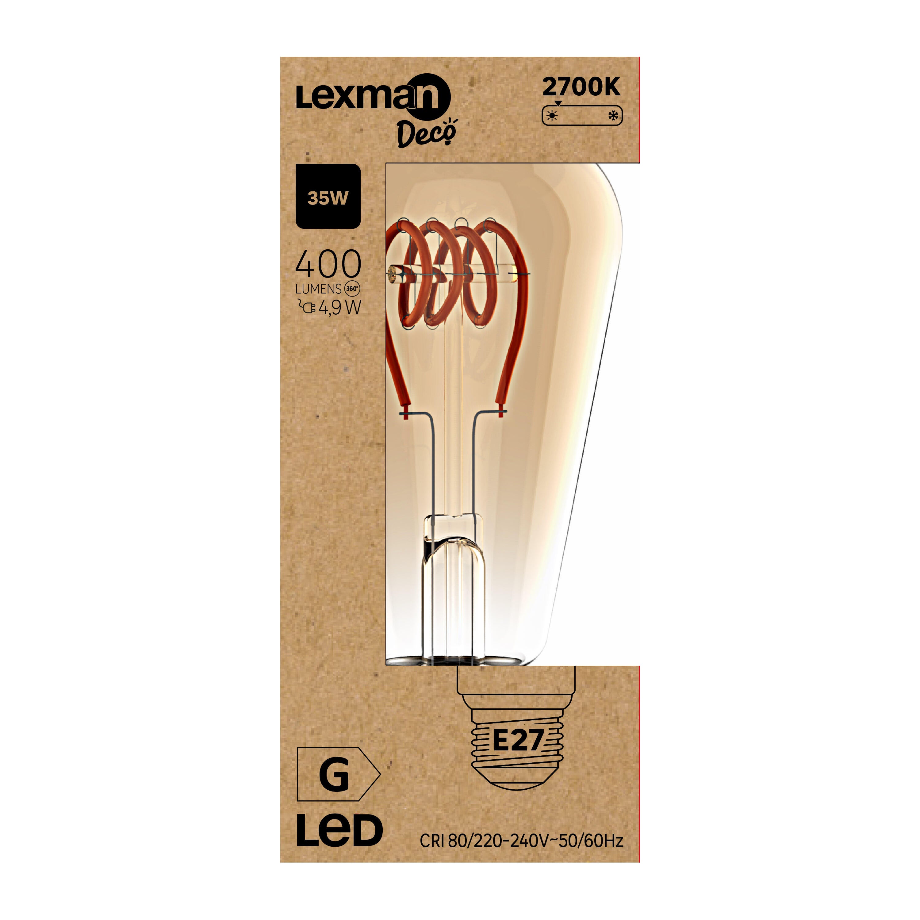 Ampoule led décorative, Edison E27, 400lm, blanc chaud, LEXMAN - 3