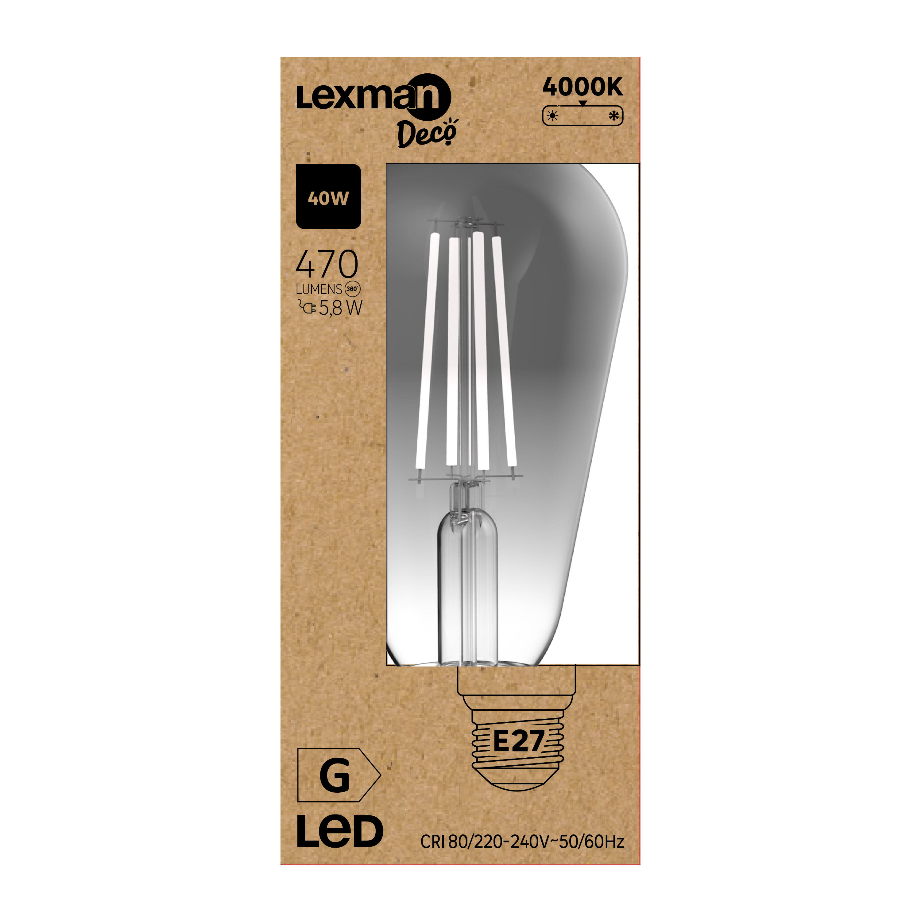 Bombilla decorativa LED filamento E27 Edison 470 lúmenes 5.9W color de la luz blanco neutro 4000K clase energética G - 3