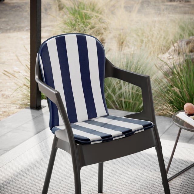Pack de 2 cojines de silla con respaldo Básica azul/blanco 40x74 cm