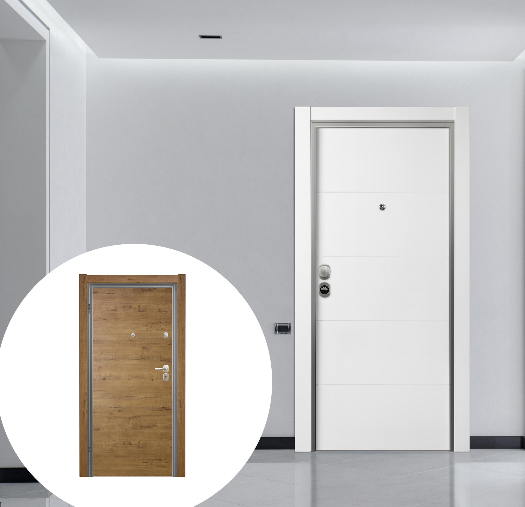 Puerta entrada acorazada omega lucerna blanco/oslo gold izquierda 206x92cm