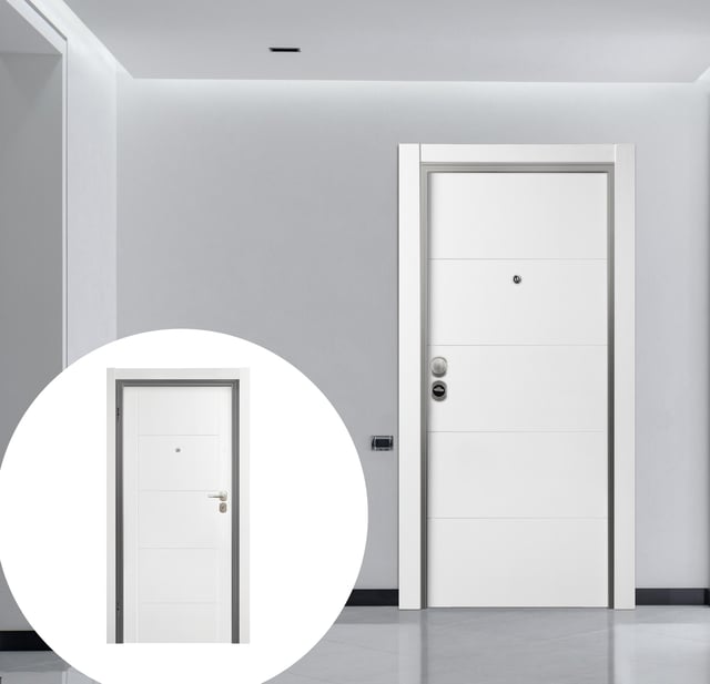 Puerta entrada acorazada Omega Lucerna blanco/Noruega blanco izda 206x92cm