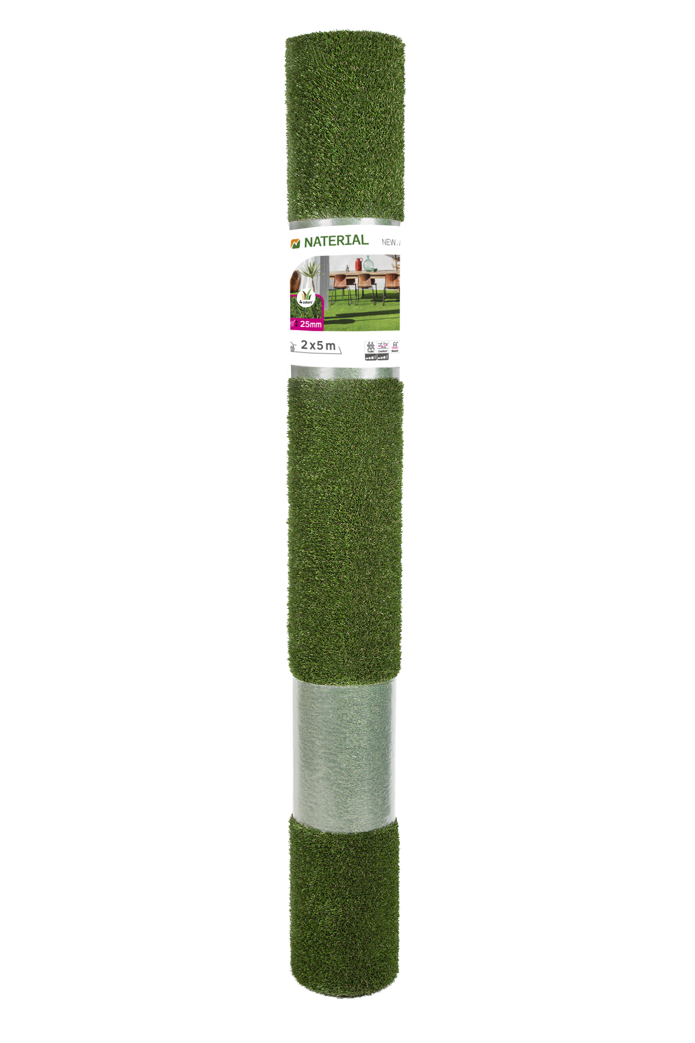Césped artificial naterial alimia 1x5m 25 mm altura de fibras 14700 puntadas m²