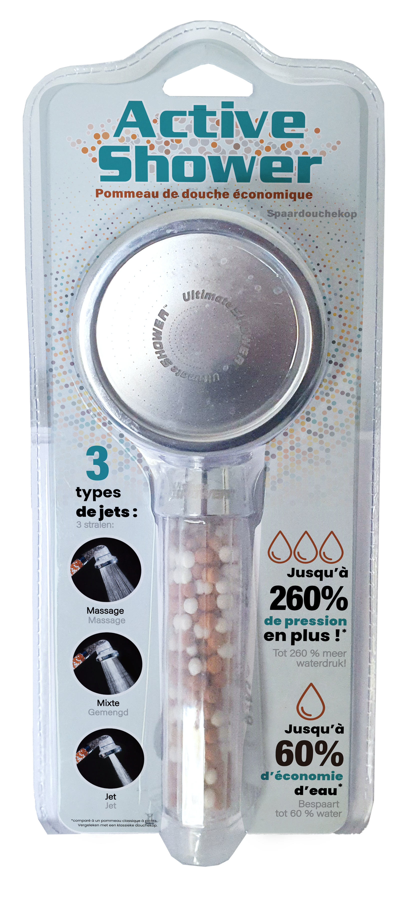 Pommeau de douche transparent 3 jets Active shower BEST OF TV - 3