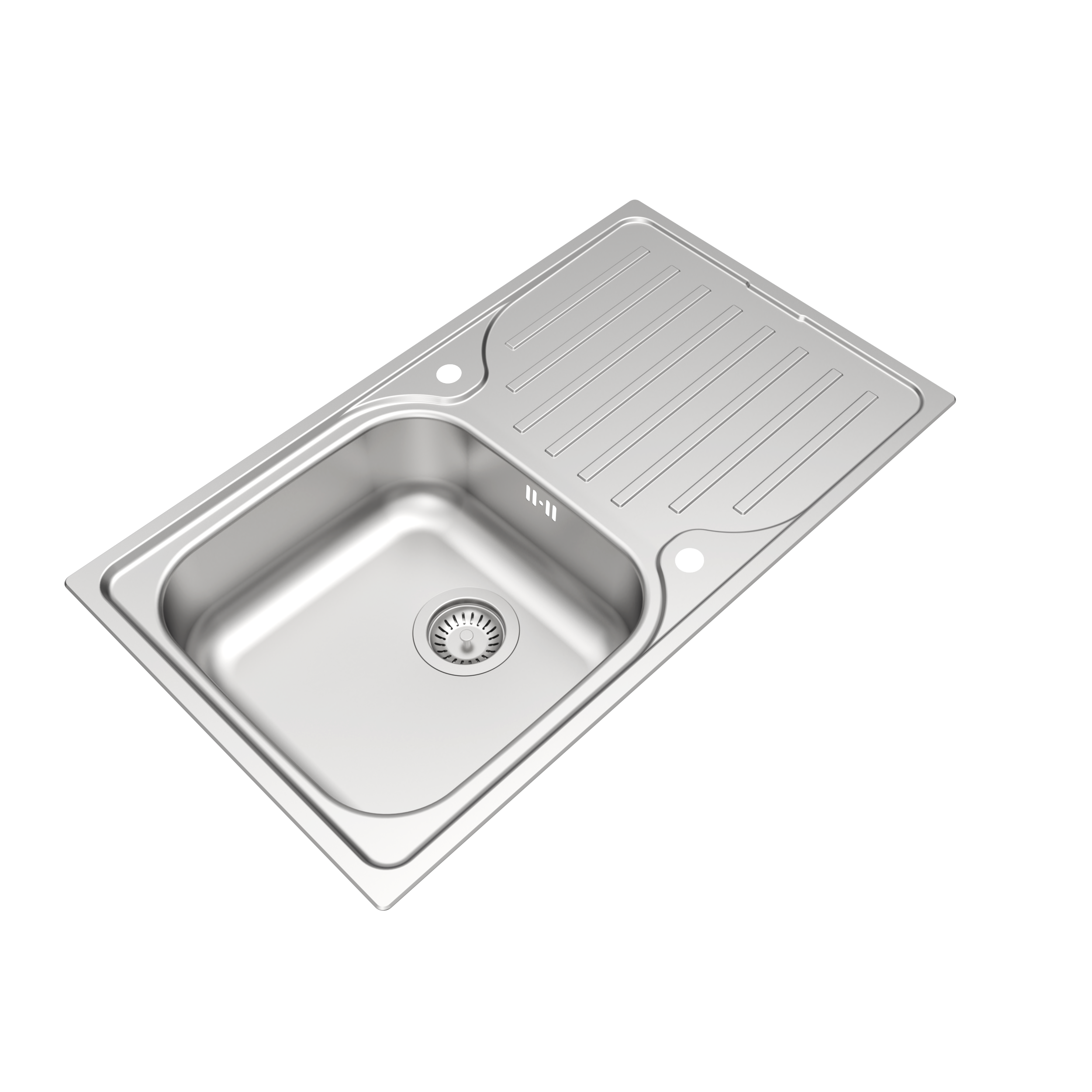 Evier à encastrer 1 bac avec égouttoir, ESSENTIEL, Inox anti-rayures - 4