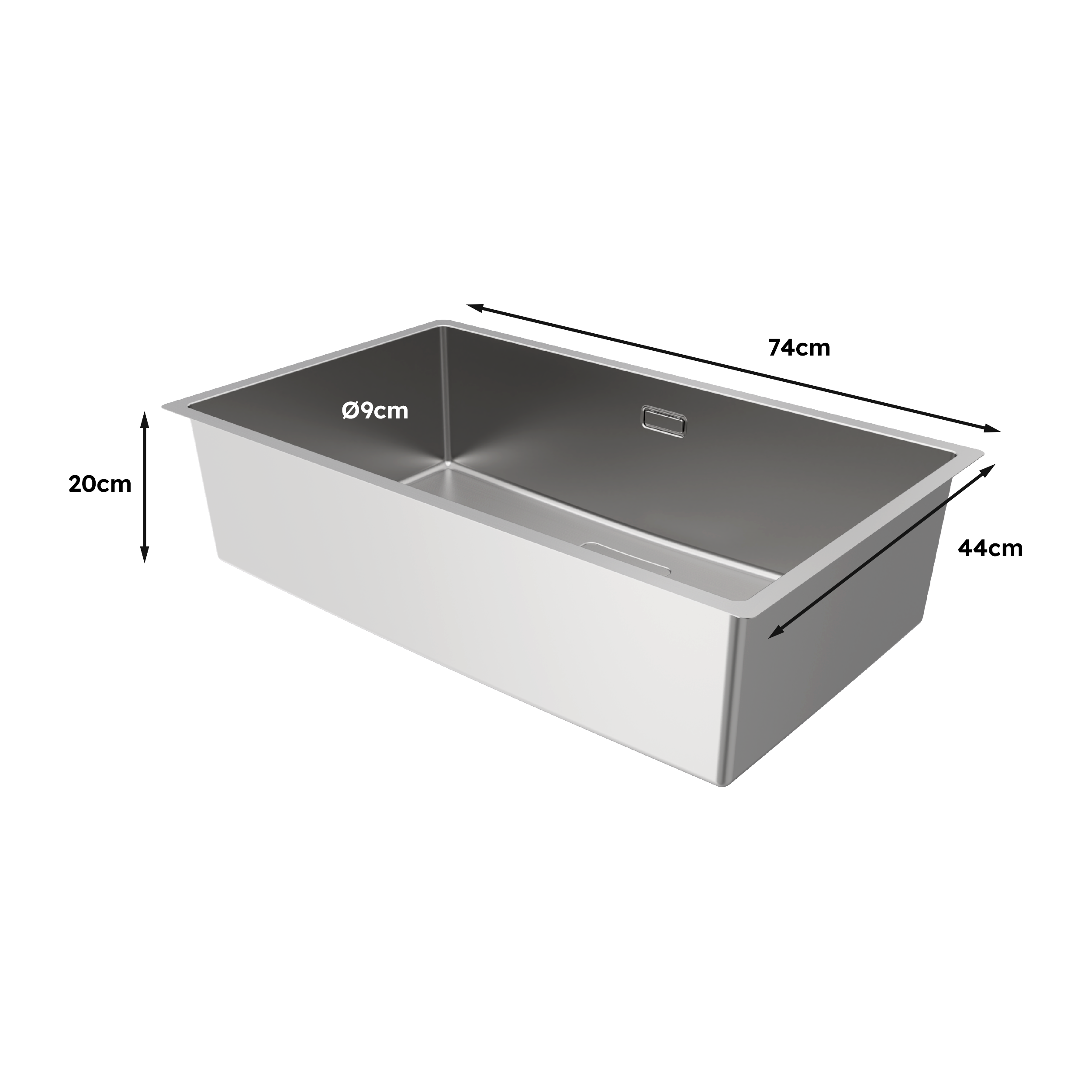 Lava-louça 1 cuba sem escorredor 75 x 45 cm inox cinza Delinia Michigan XXL - 8