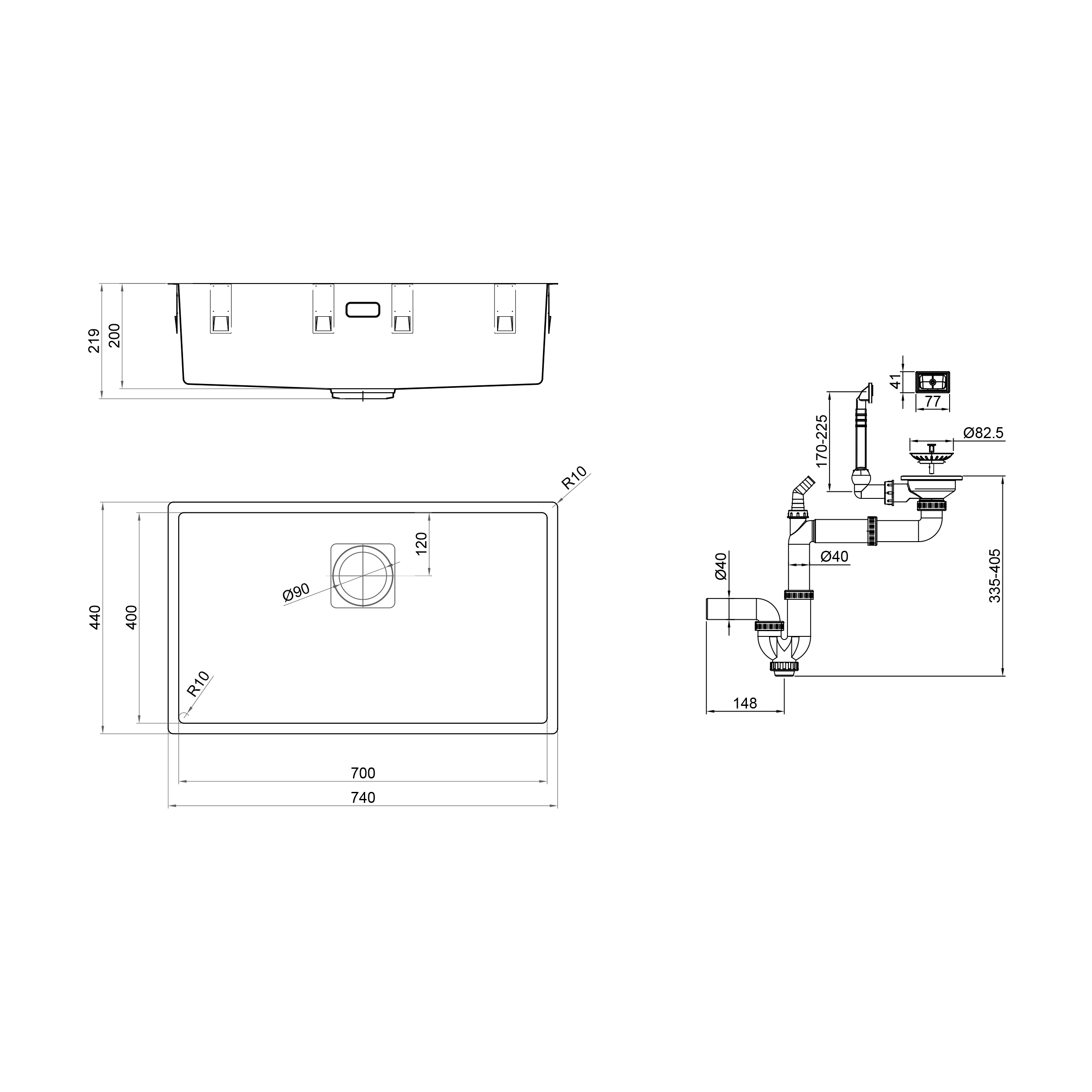 Lava-louça 1 cuba sem escorredor 75 x 45 cm inox cinza Delinia Michigan XXL - 9