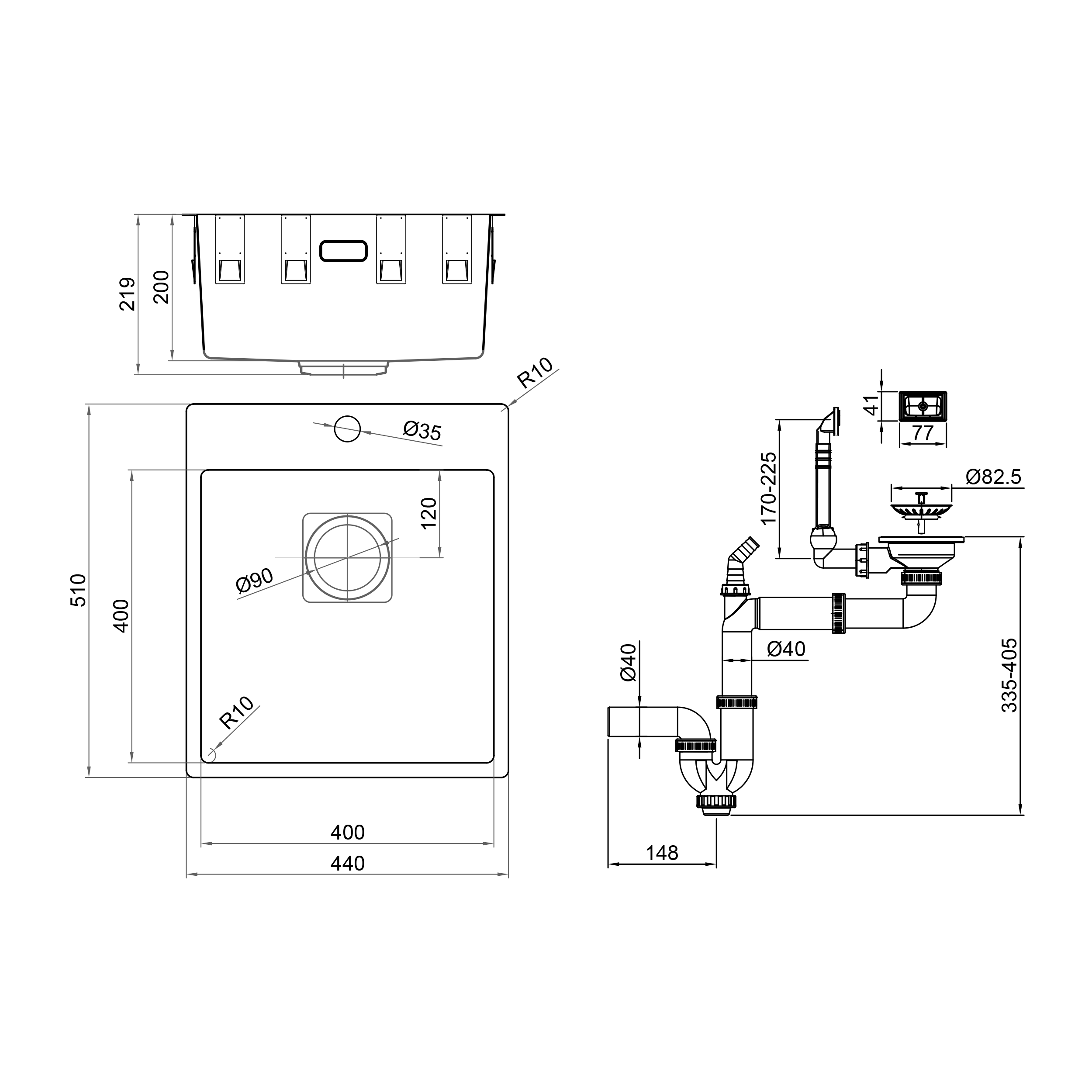 Lava-louça 1 cuba sem escorredor 45 x 51.5 x 20 cm prateado aço inoxidável Delinia Loft - 6