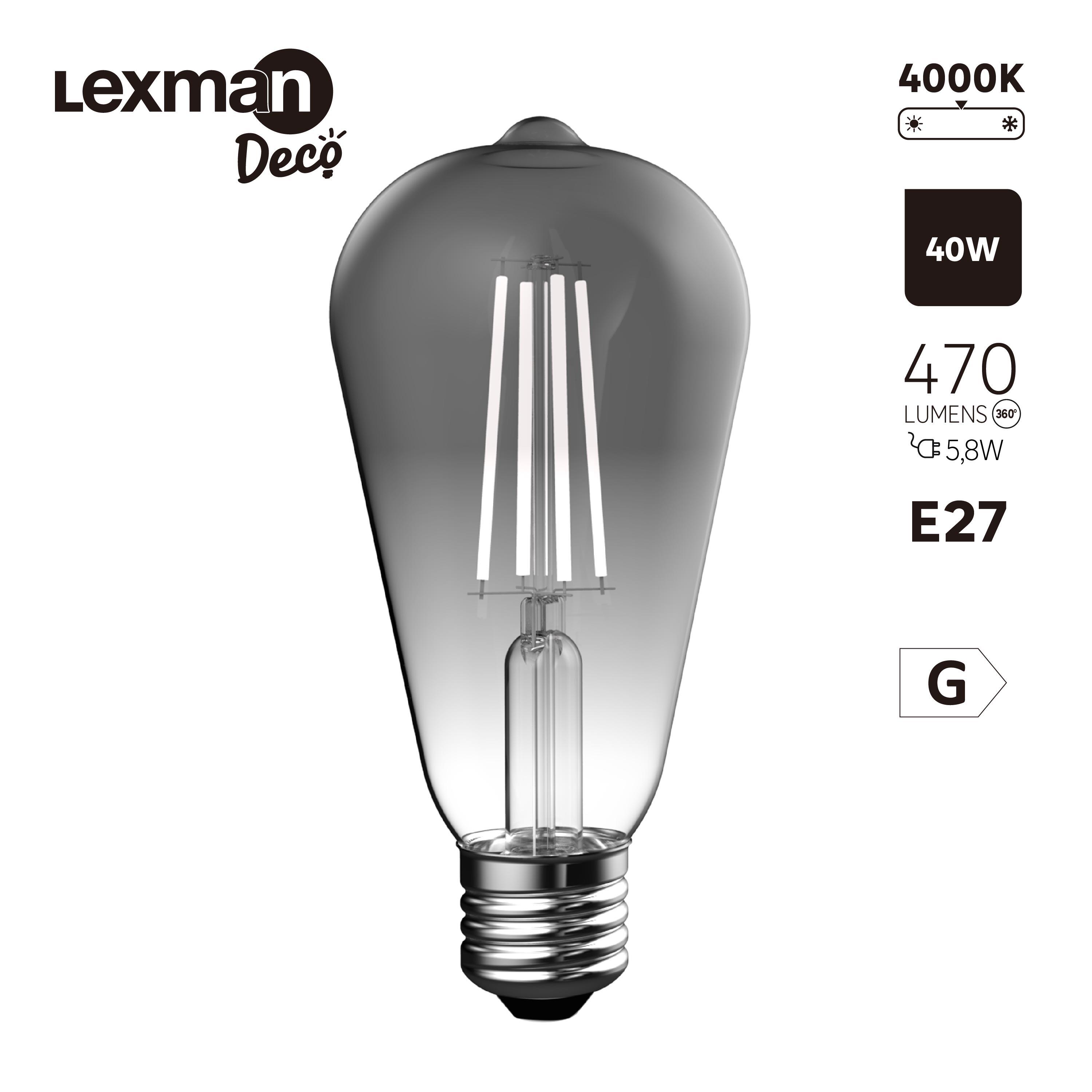 Bombilla decorativa LED filamento E27 Edison 470 lúmenes 5.9W color de la luz blanco neutro 4000K clase energética G - 4