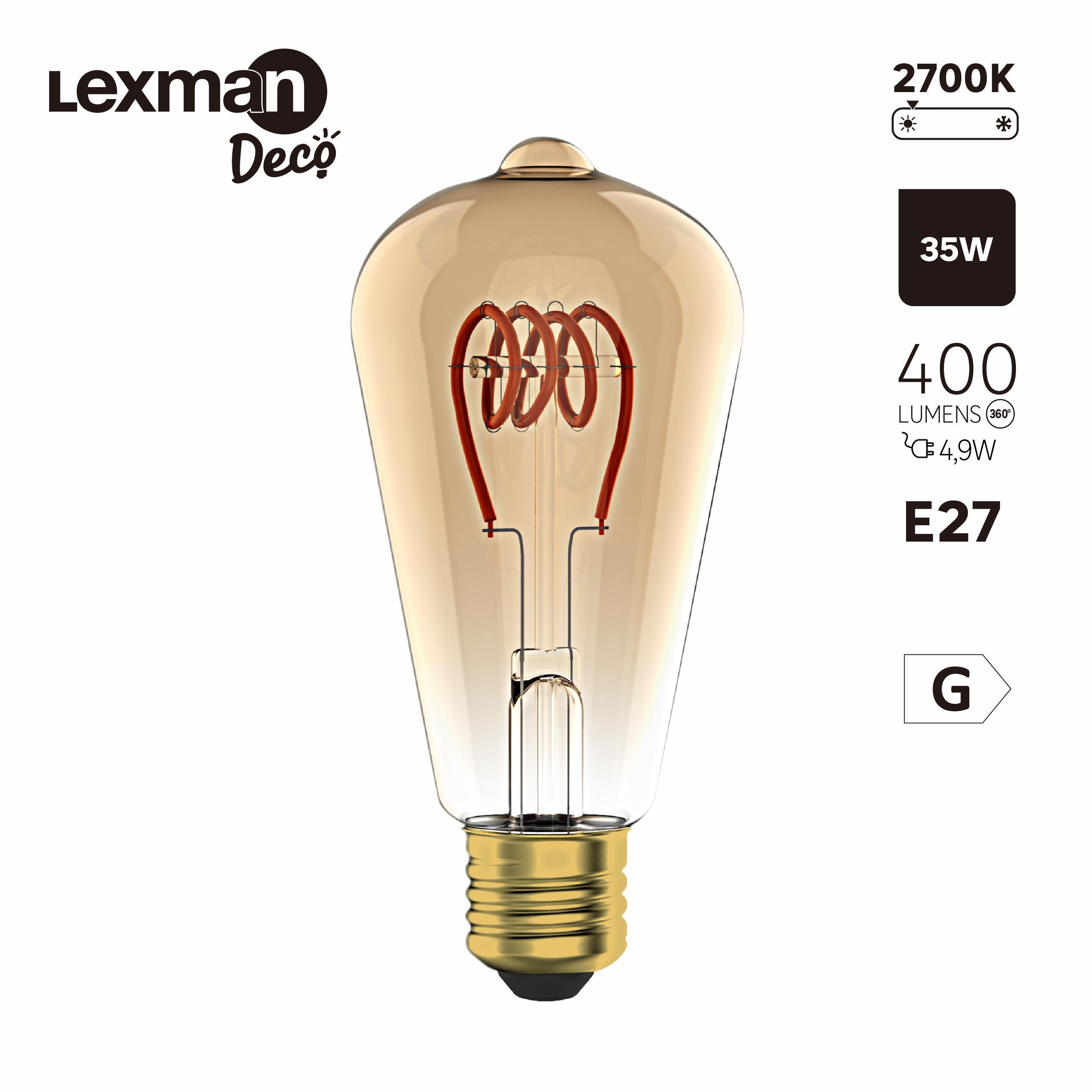 Ampoule led décorative, Edison E27, 400lm, blanc chaud, LEXMAN - 2