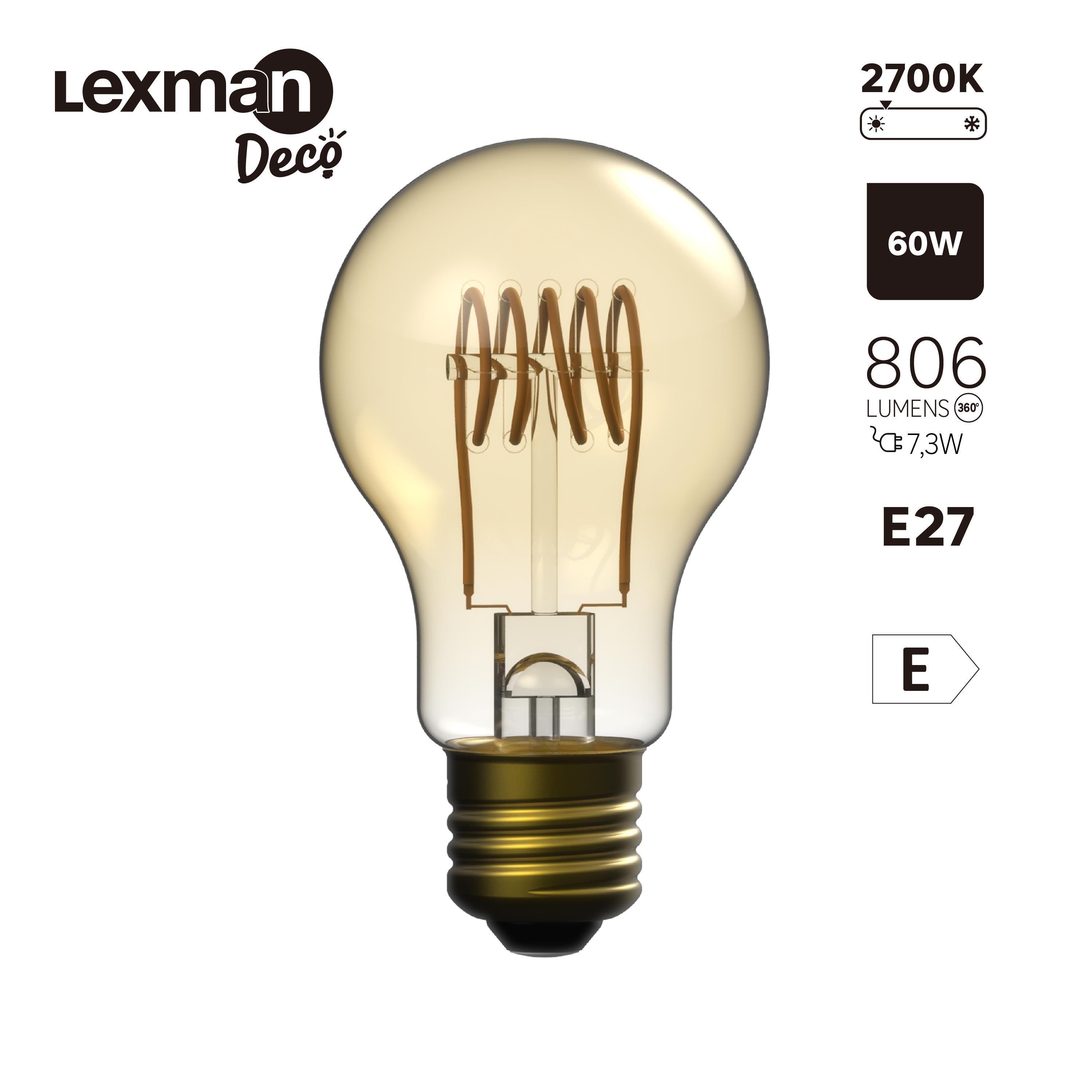 Bombilla decorativa LED filamento E27 forma estándar 806 lúmenes 7.3W color de la luz blanco cálido 2700K clase energética E - 4