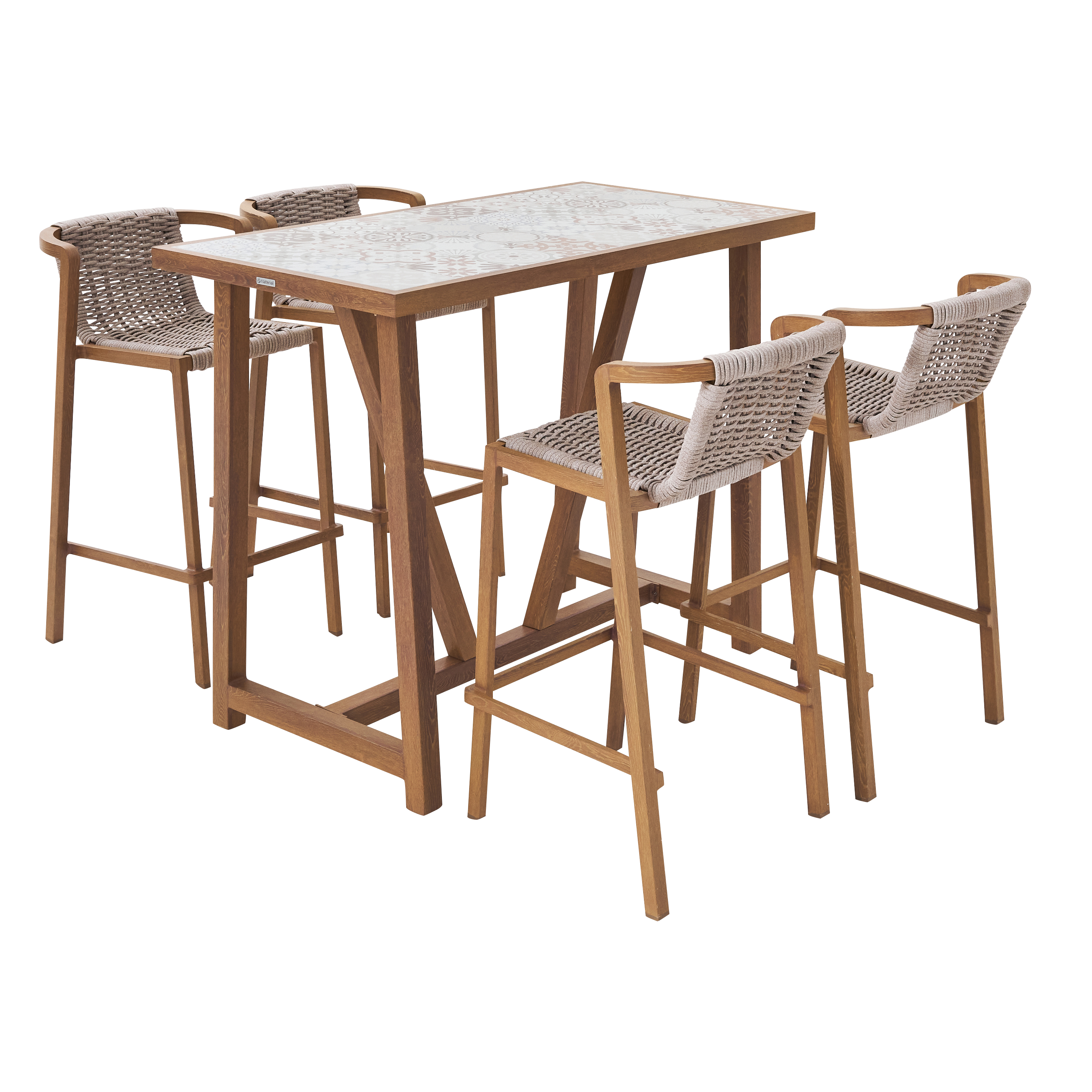 Mesa de jardín de comedor de aluminio gaia marrón de 65.5x100x126 cm