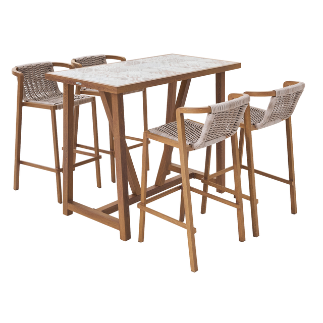 Mesa de jardín de comedor de aluminio Gaia marrón de 65.5x100x126 cm