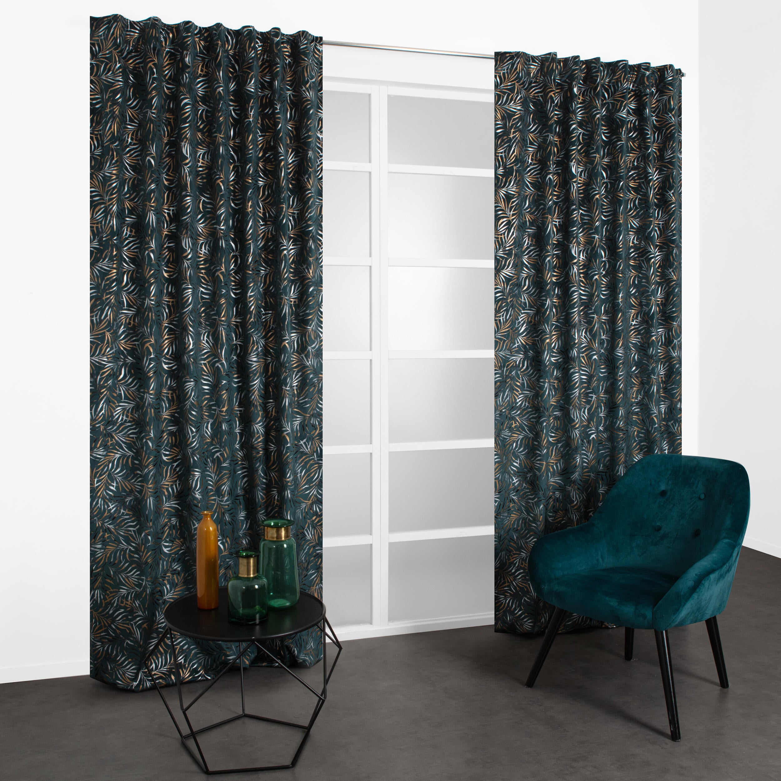 Tenda Jelya blu, fettuccia e passanti nascosti 140x280 cm - 2