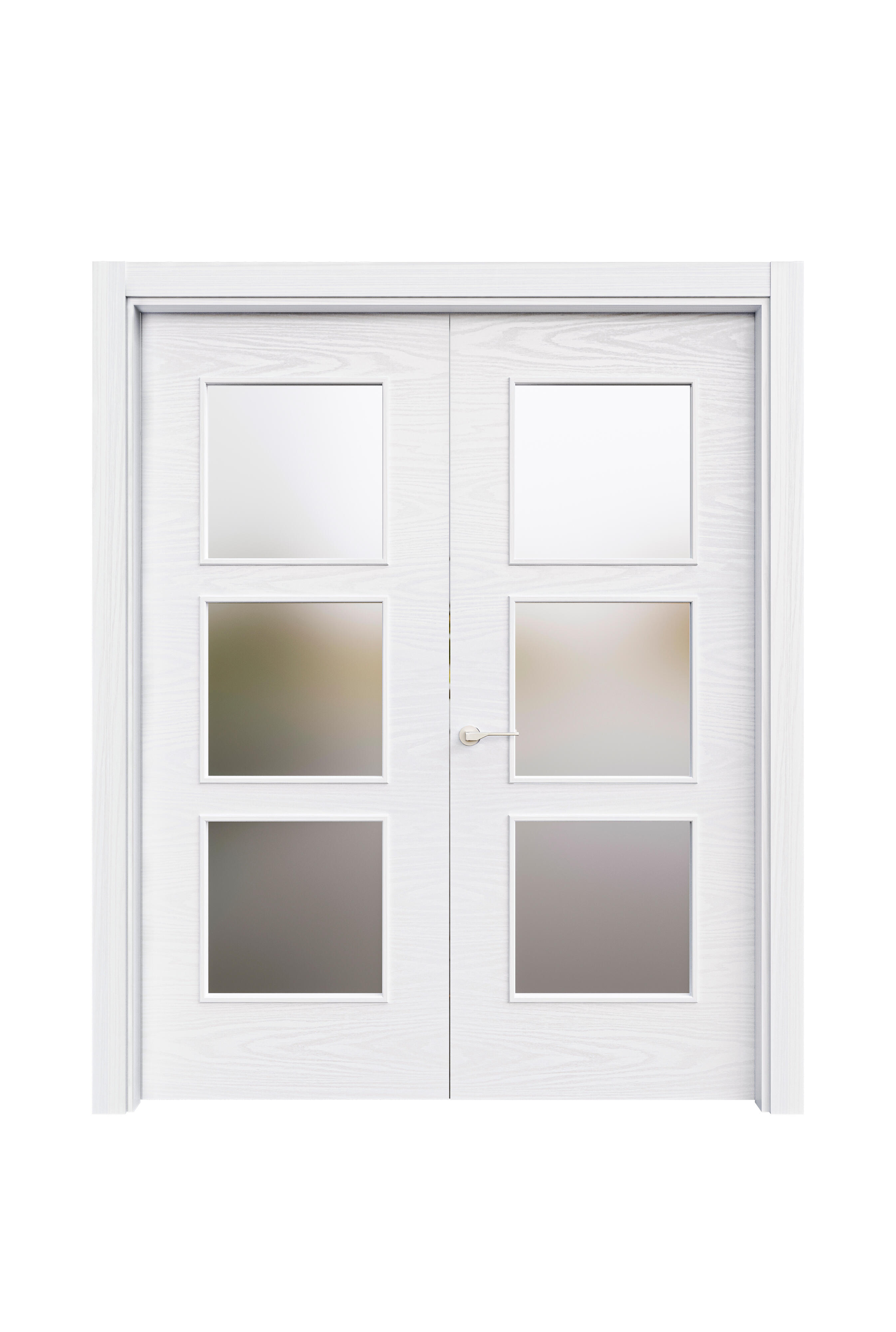 Puerta interior abatible bari lagos blanco line plus derecha cristal 145cm