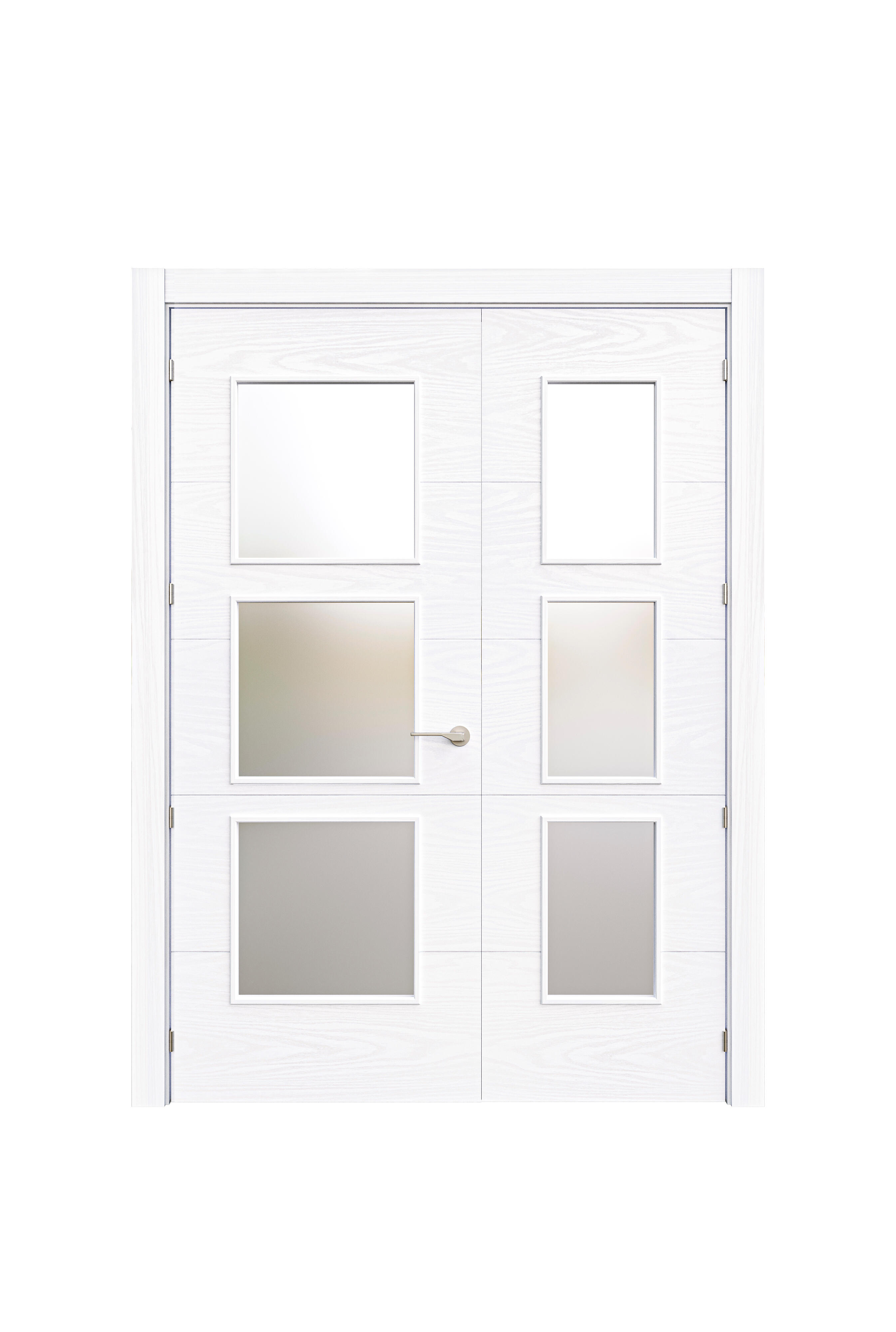 Puerta de interior abatible con fijo cristal maciza lacada Line Plus Lucerna Lagos blanco veteado apertura derecha cerco de 7x3 anchura 115cm - 3