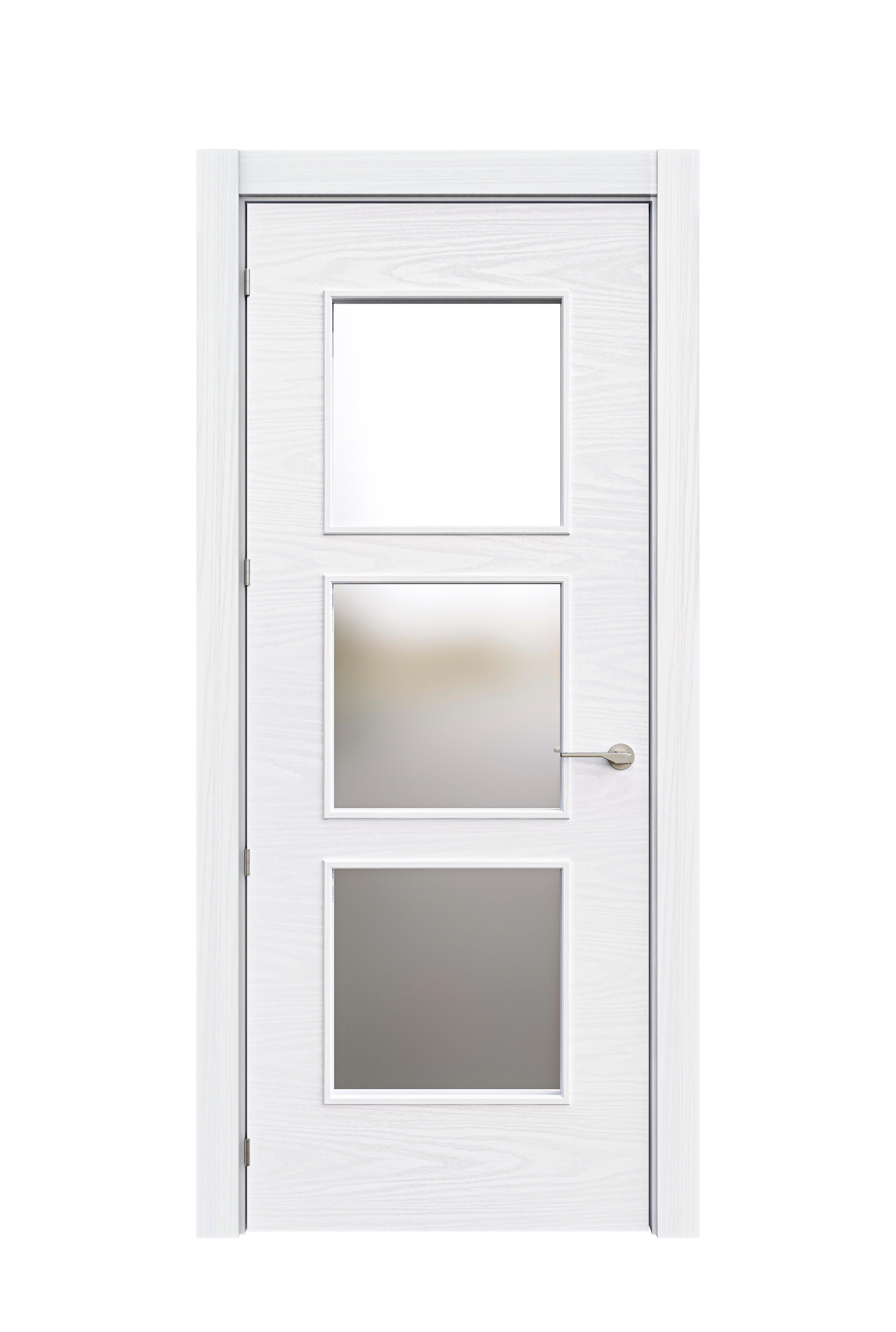 Puerta de interior abatible con cristal maciza lacada Line Plus Bari Lagos blanco veteado apertura derecha cerco de 6x2 anchura 82.5cm - 4