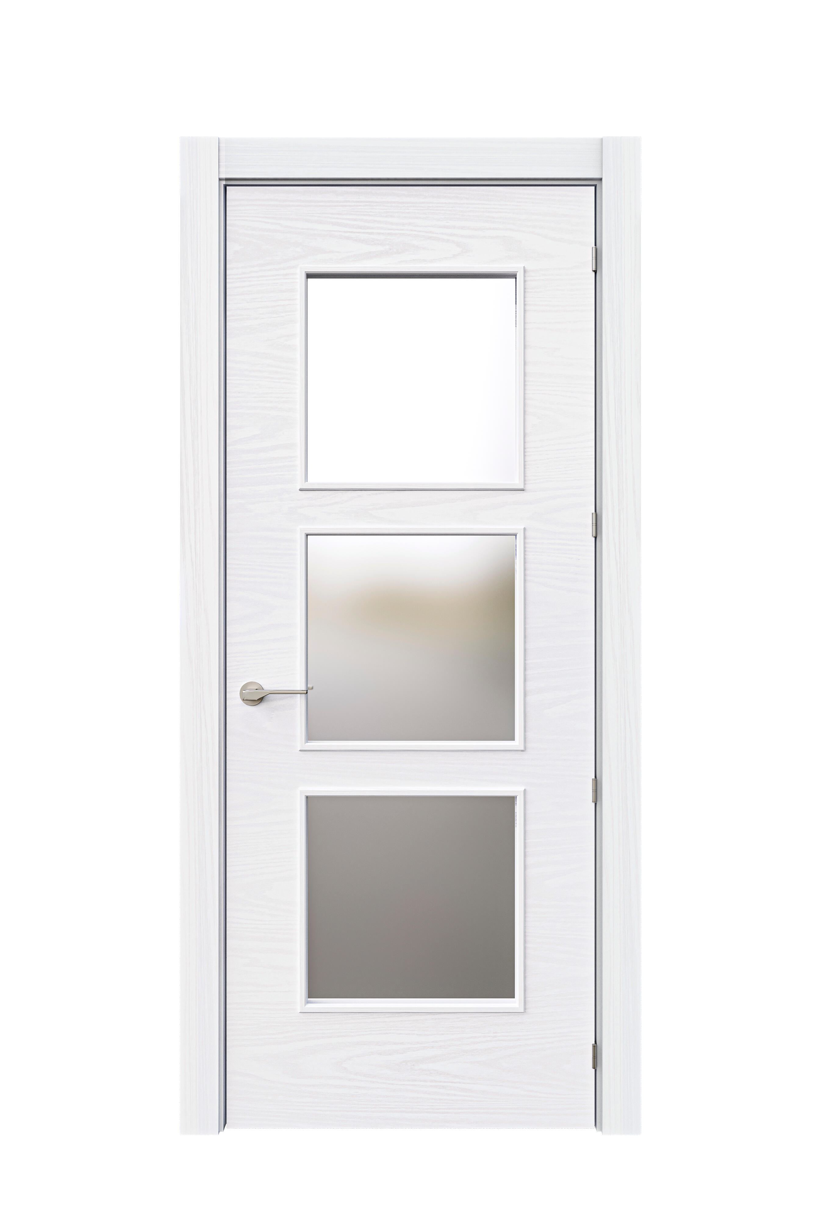 Puerta de interior abatible con cristal maciza lacada Line Plus Bari Lagos blanco veteado apertura izquierda cerco de 9x3 anchura 82.5cm - 3