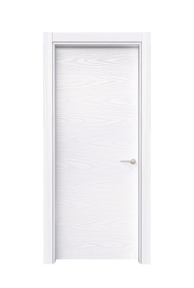 Puerta de interior abatible ciega maciza vinilo Line Plus Bari Lagos blanco veteado apertura izquierda cerco de 9x3 anchura 62.5cm