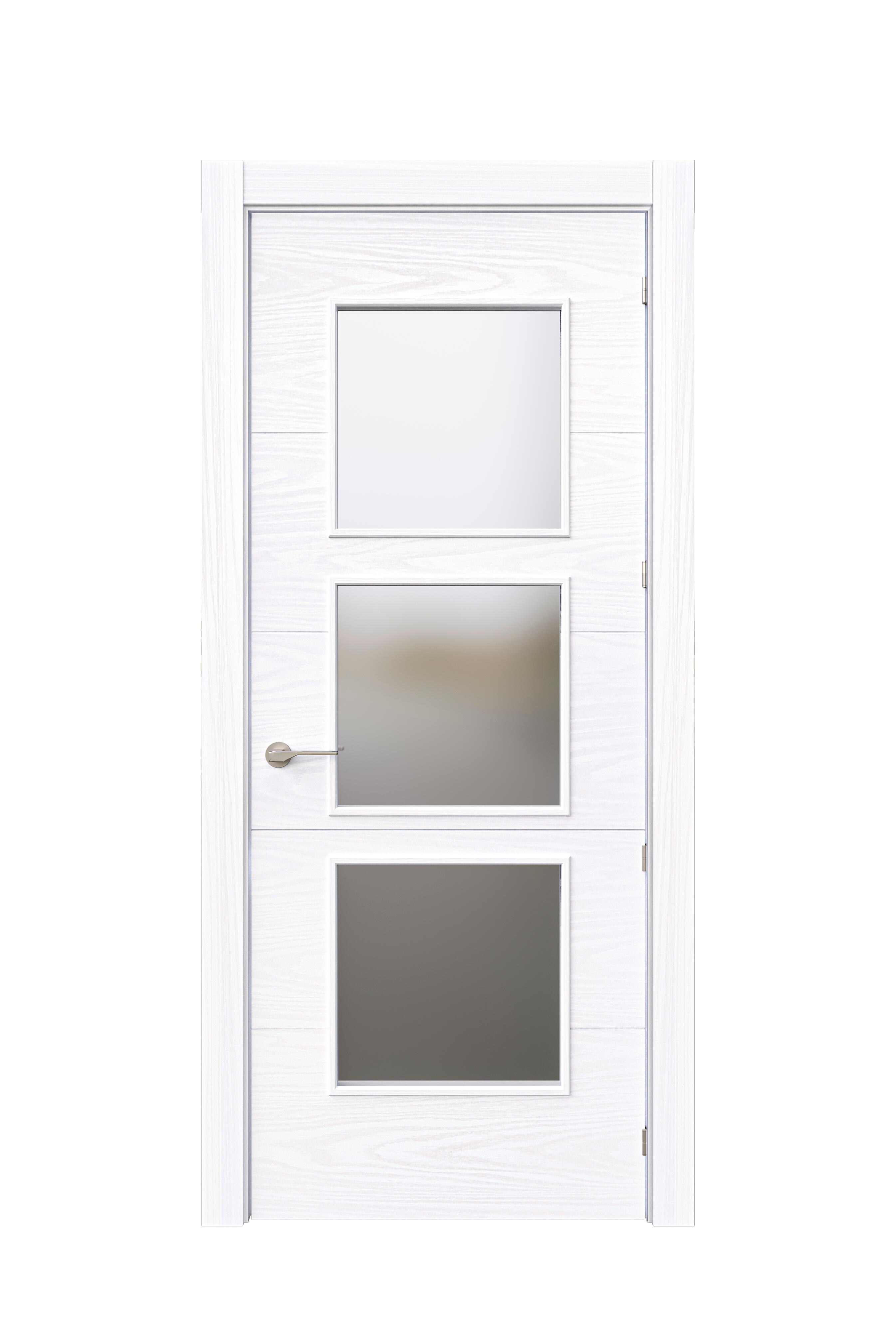 Puerta interior abatible bari lagos blanco line plus derecha cristal 7x2 62.5cm