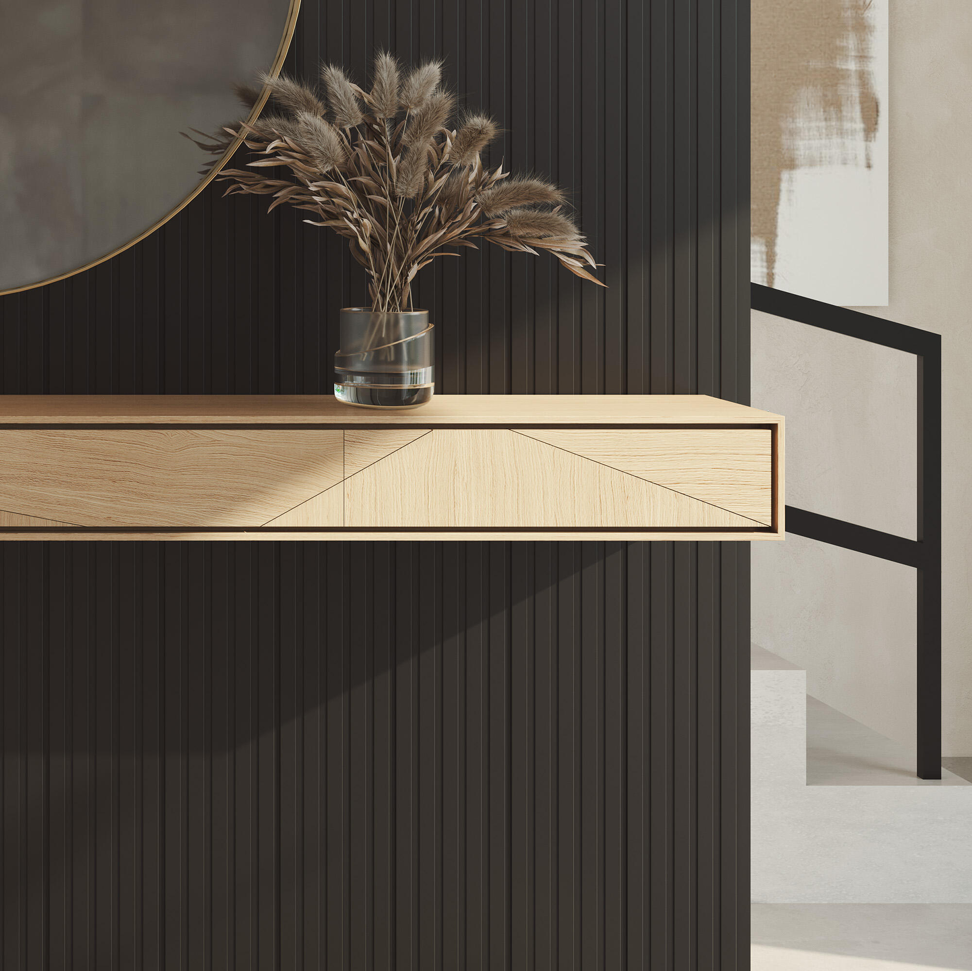 Revestimiento de pared palillería efecto 3D MDF Novo negro 260x16.7cm - 6