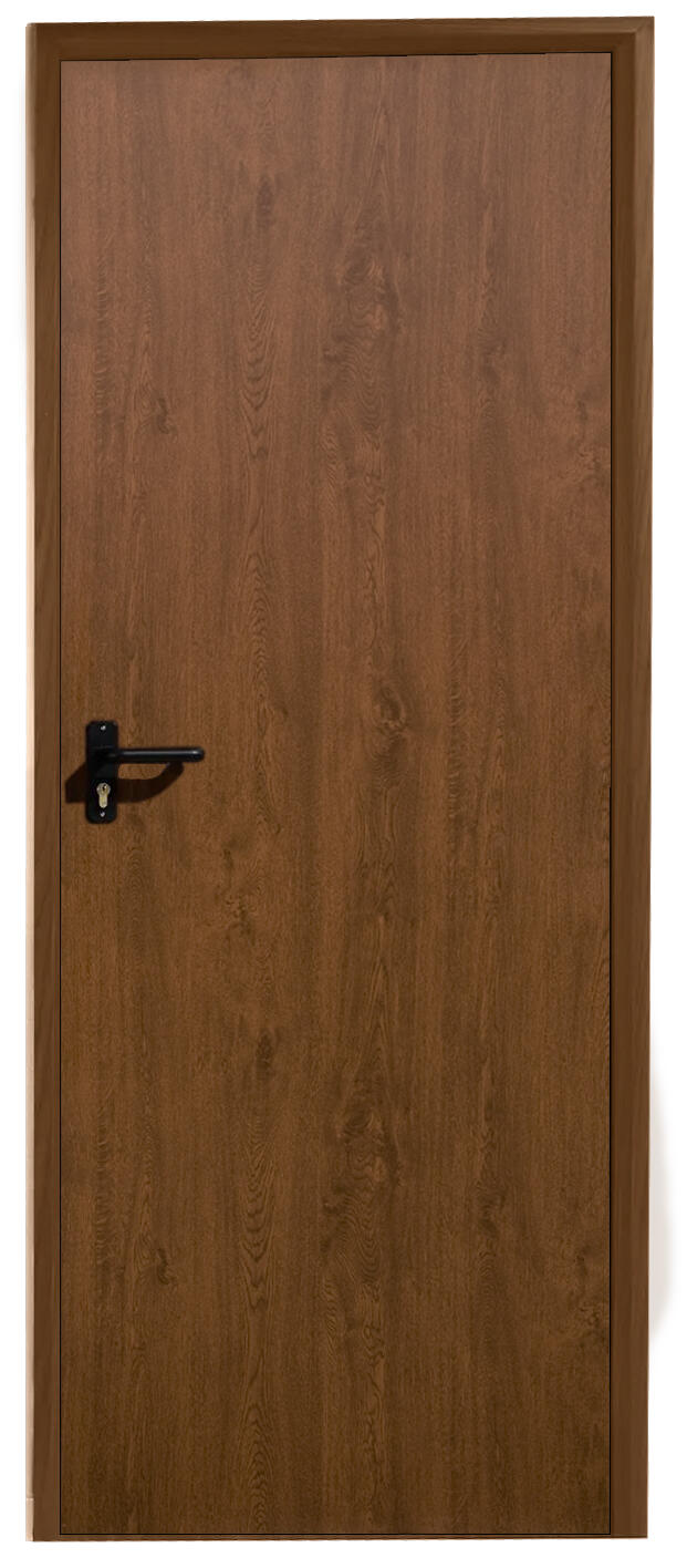Puerta de trastero liso nogal con llave 1 punto de seguridad apertura derecha 200x80cm