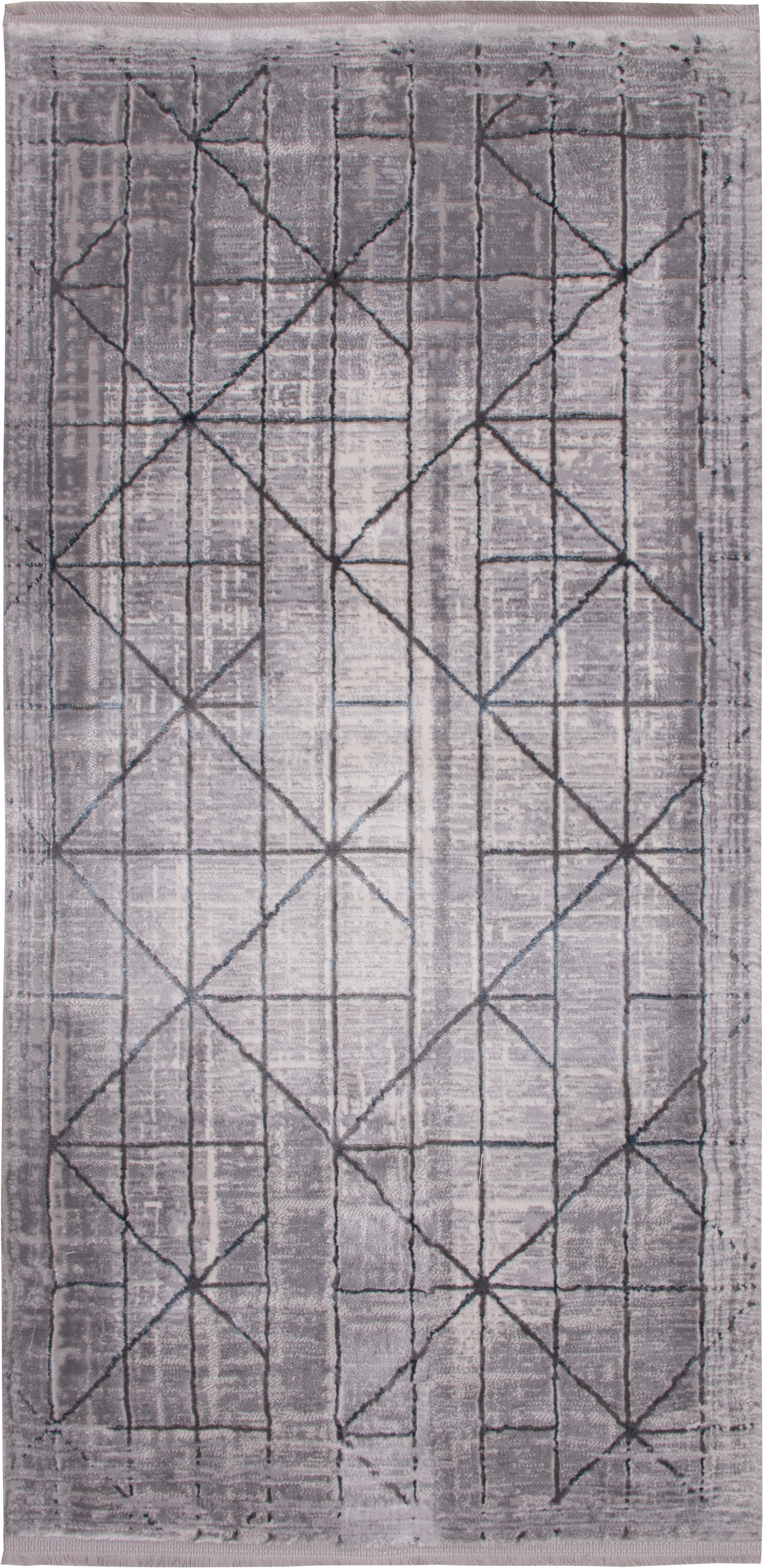 Dywan Vello przecierany geometryczny szaro-niebieski 100 x 200 cm