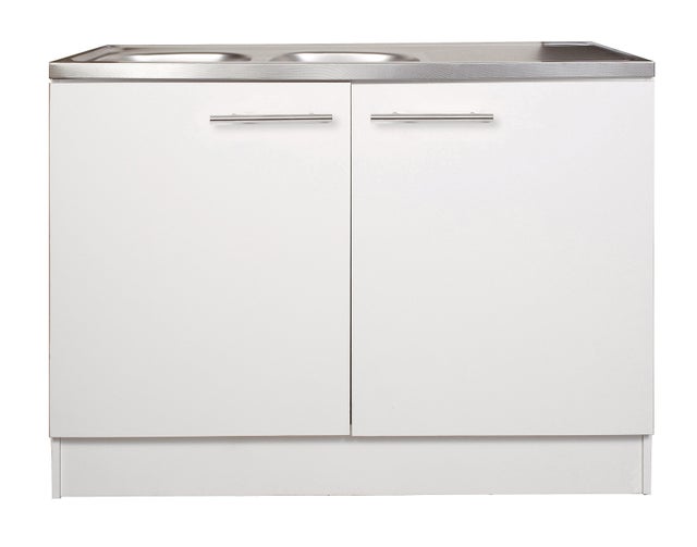 Meuble sous-évier de cuisine  blanc 2 portes H84 x l120