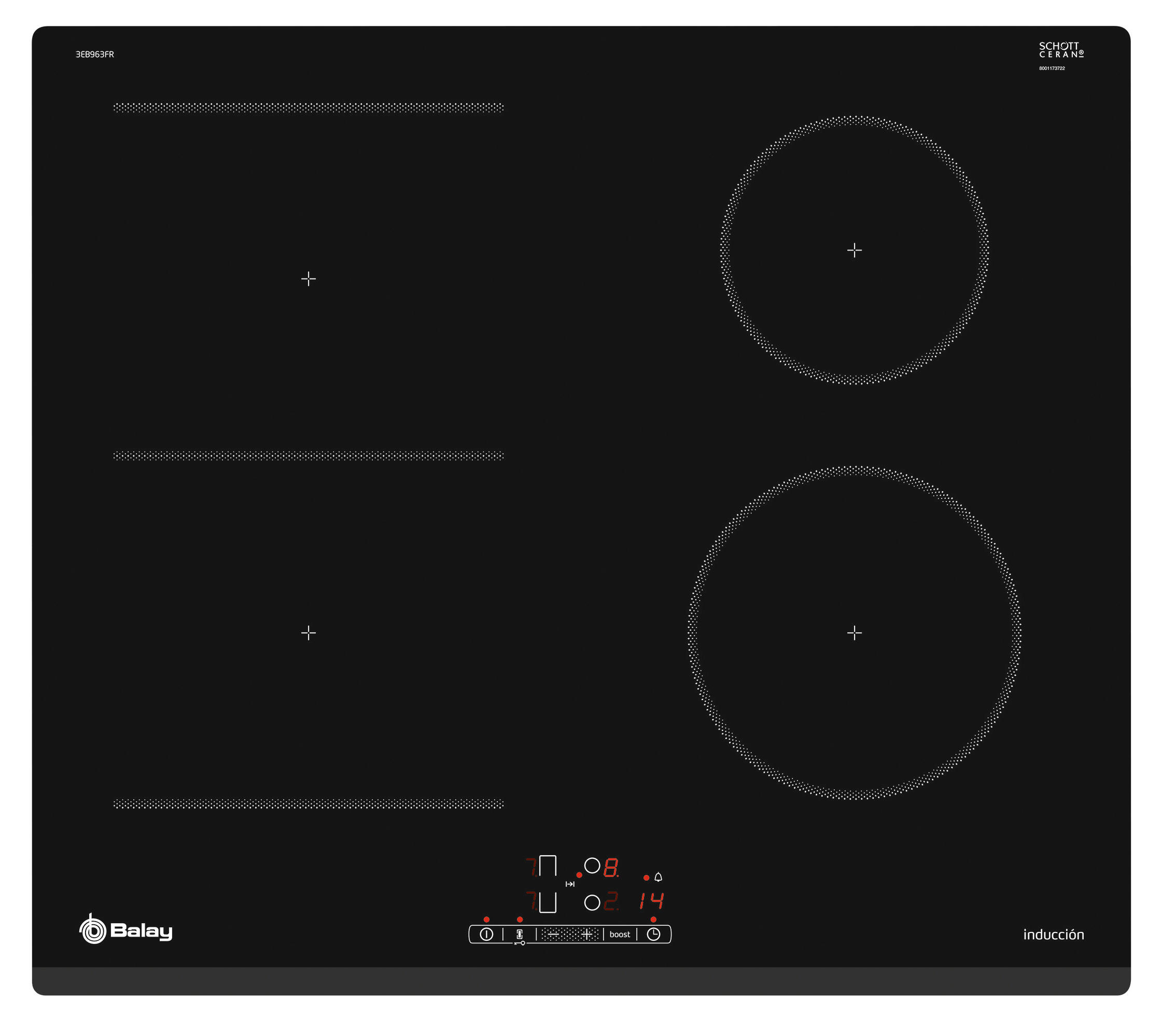 Balay  Placa De Inducción 3Eb963fr Con 4 Zonas De Cocción Y Zona Flex 6900 W 60Cm Negro , Leroy Merlin