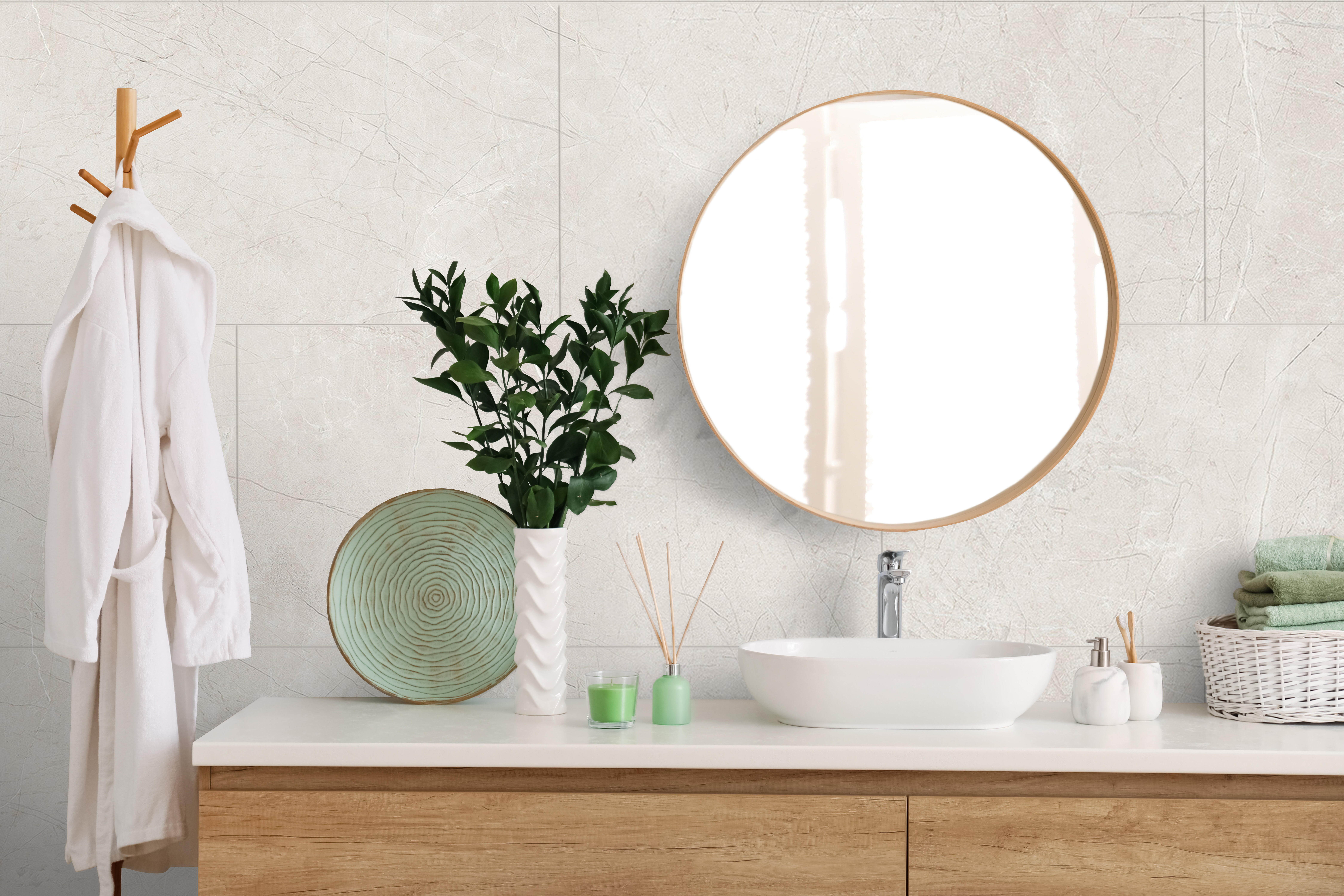 Revestimiento de pared decorativo efecto mármol vinílico SPC Selene White color beige de 80x40 cm - 3